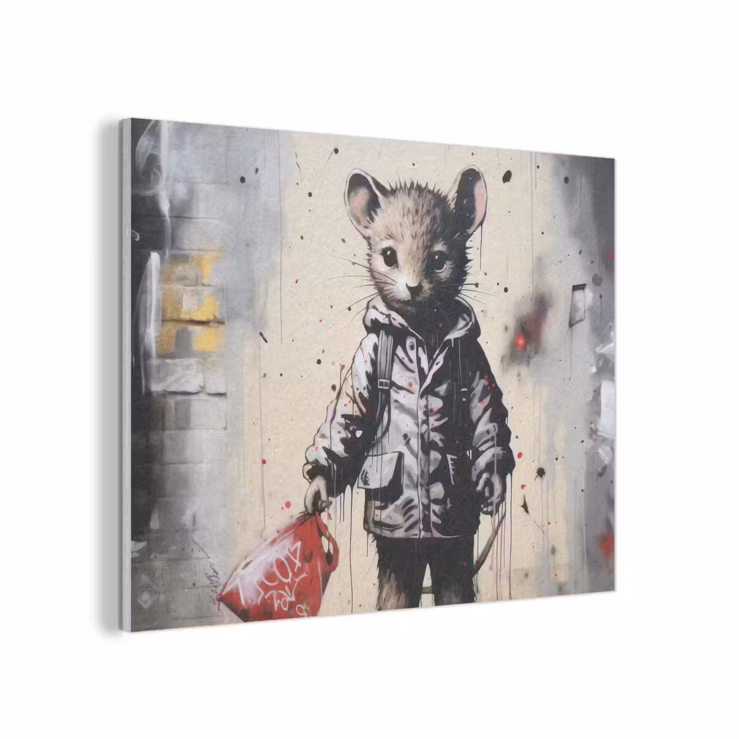 Muisje - Rood - Graffiti PET vilt klein -3d