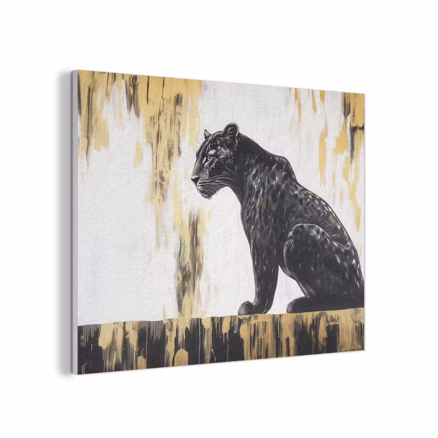 Panter - Zwart - Abstract - Goud PET vilt klein -3d