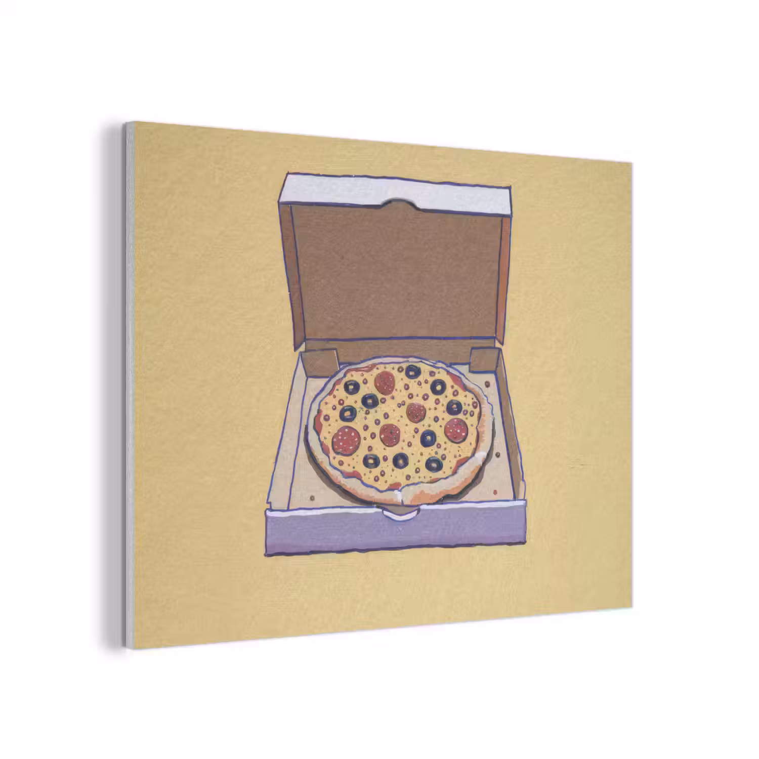 Pizza - Doos - Salami - Illustratie PET vilt klein -3d