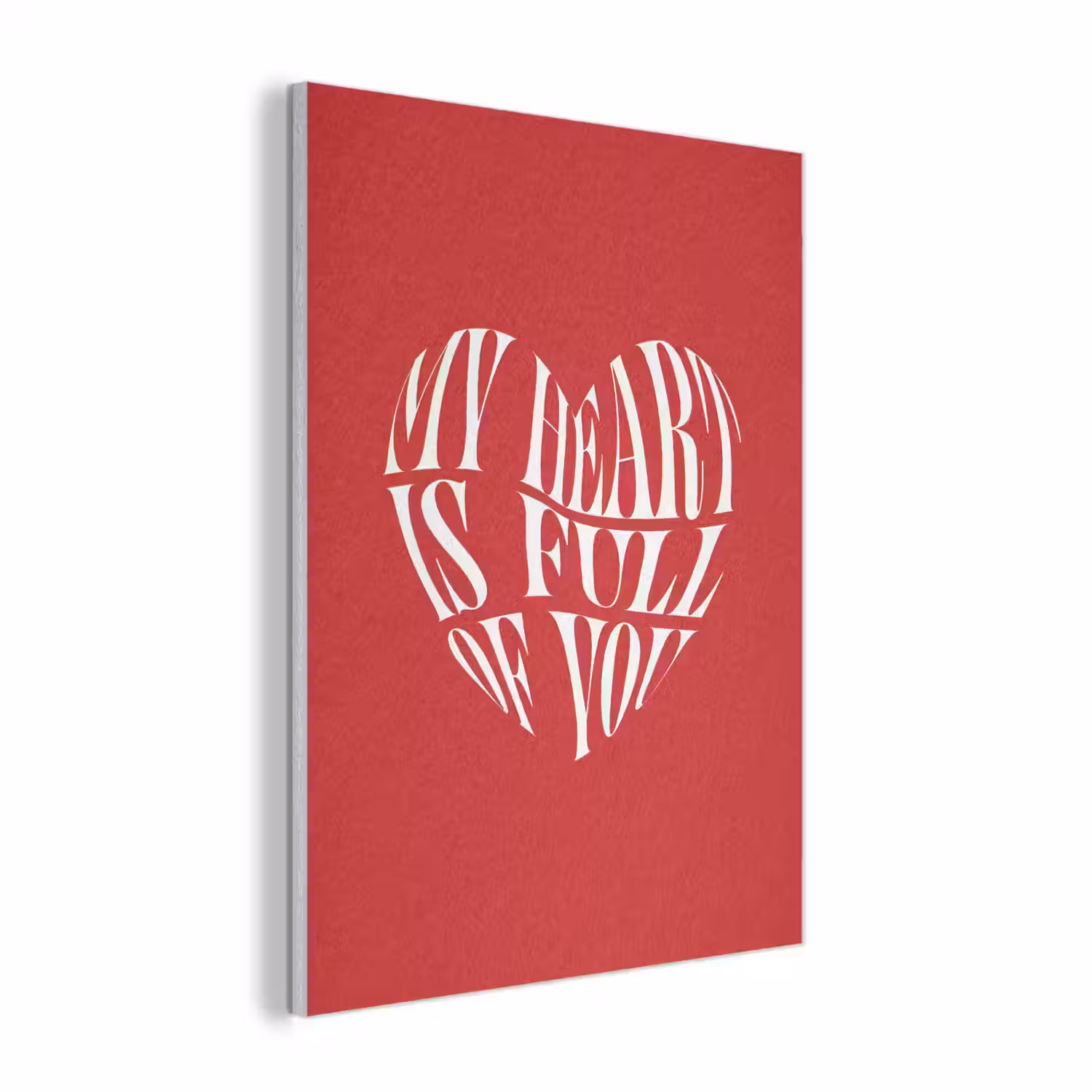 Rood - Hart- Tekst - Valentijn PET vilt klein -3d