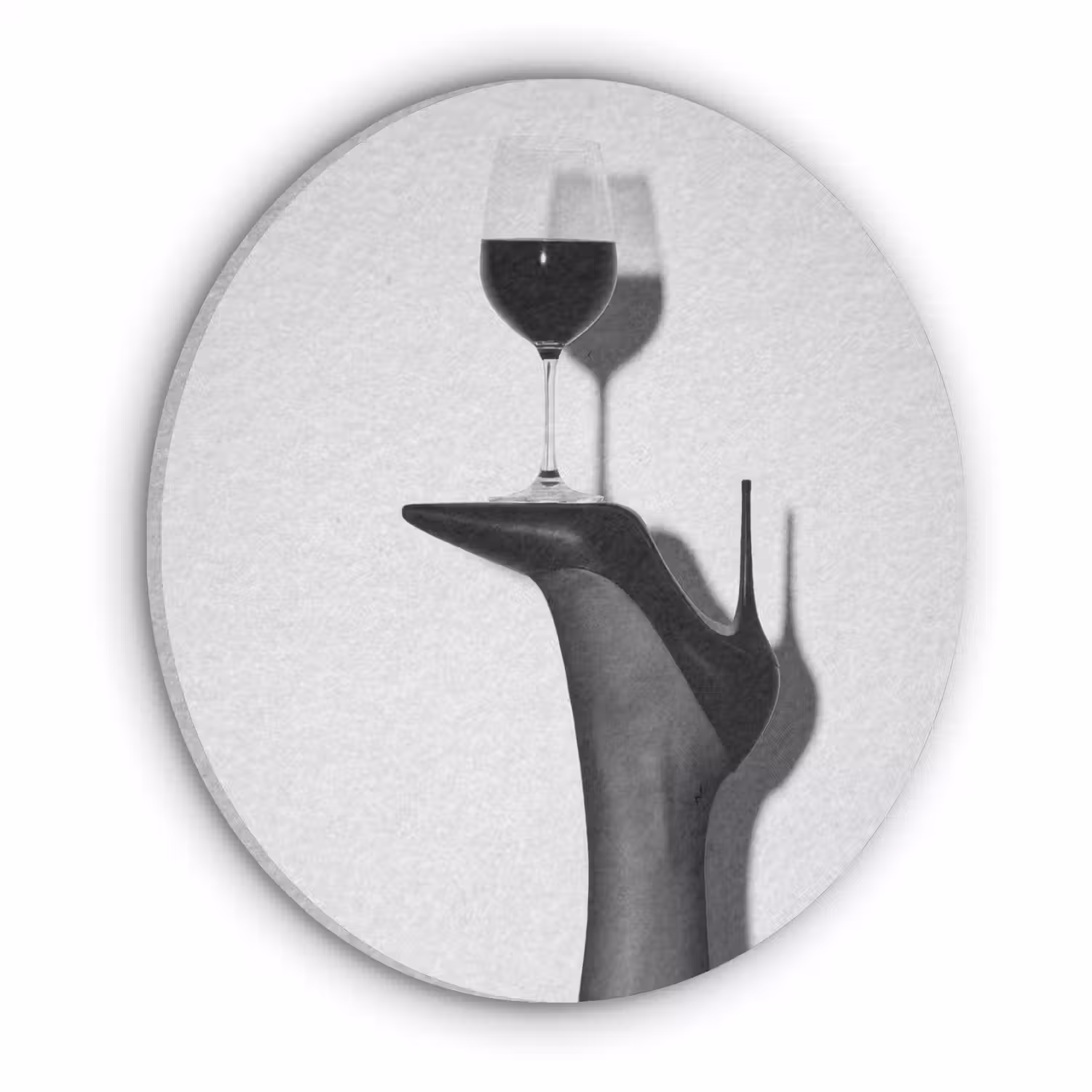 Hak - Wijn - Minimalistisch - Zwart Akoestische PET Vilt - Rond klein -3d