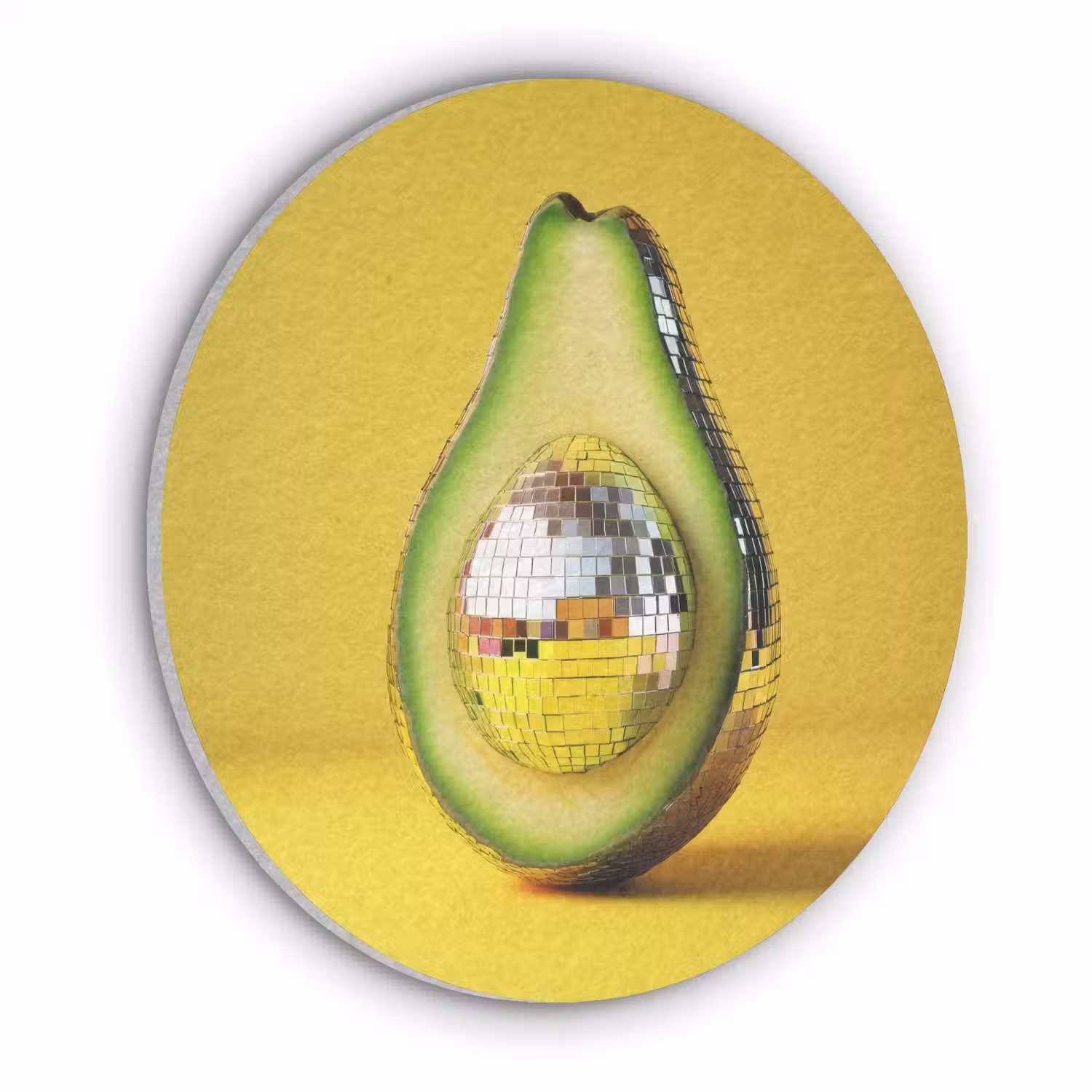 Avocado - Discobal - Geel - Glitter Akoestische PET Vilt - Rond klein -3d