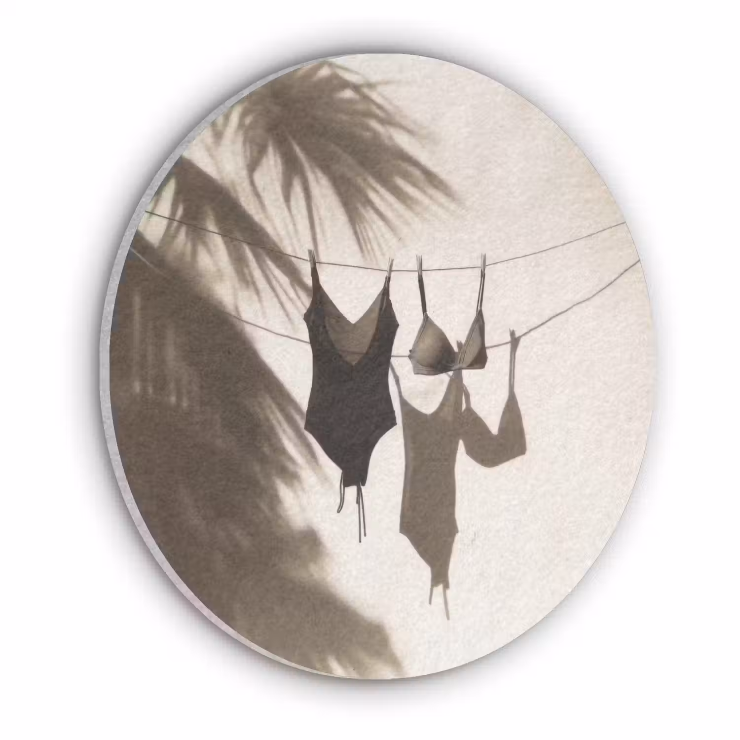 Badkleding - Palmbomen - Schaduw - Tropisch Akoestische PET Vilt - Rond klein -3d