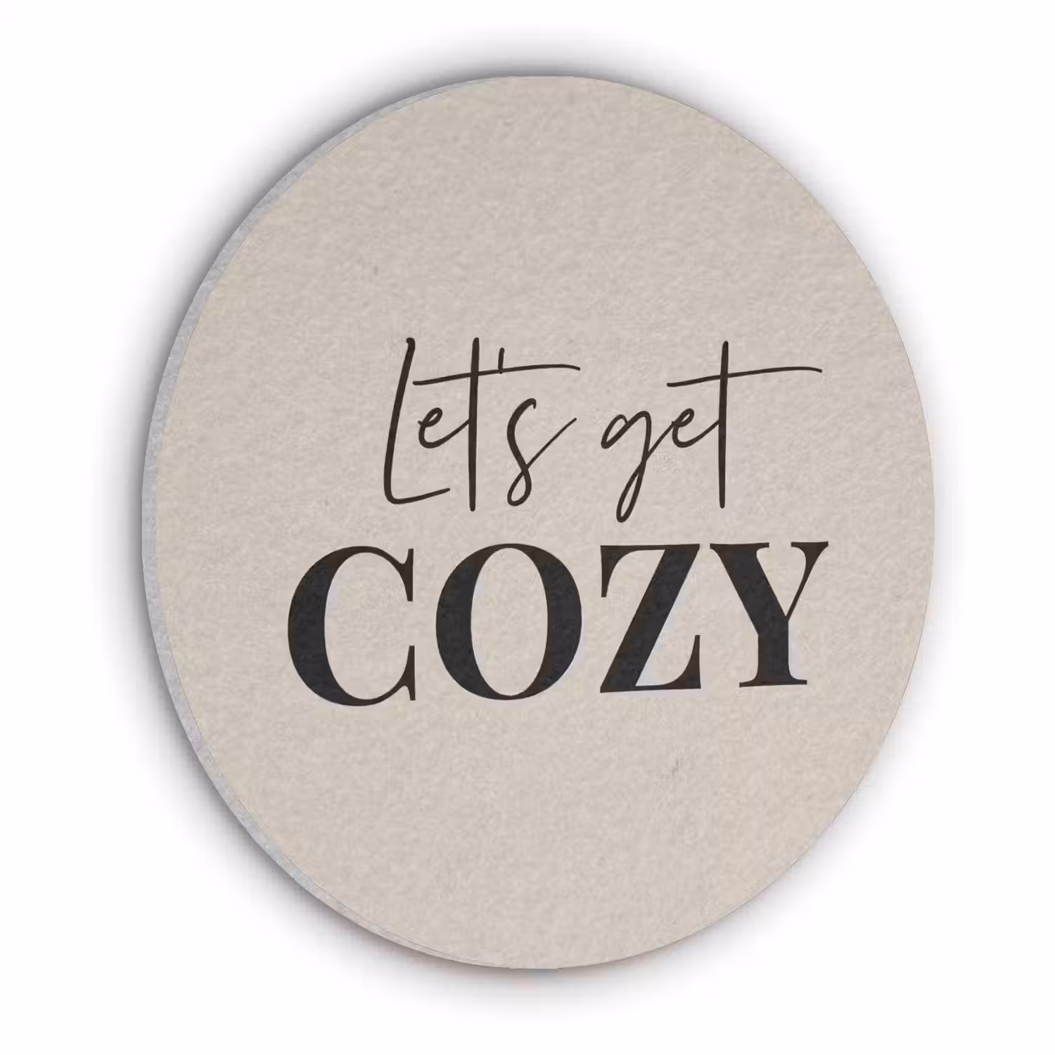 Beige - Winter - Quote - Cozy Akoestische PET Vilt - Rond klein -3d
