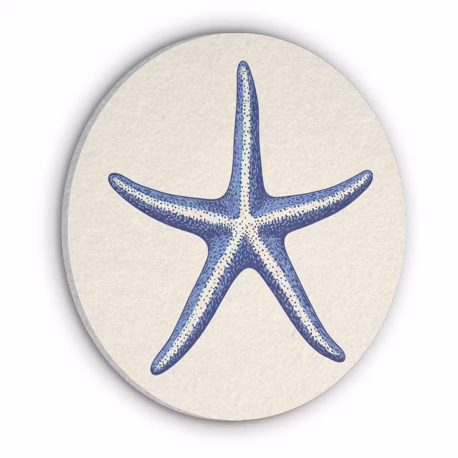 Blauwe zeester - Minimalistisch - Beige Akoestische PET Vilt - Rond klein -3d