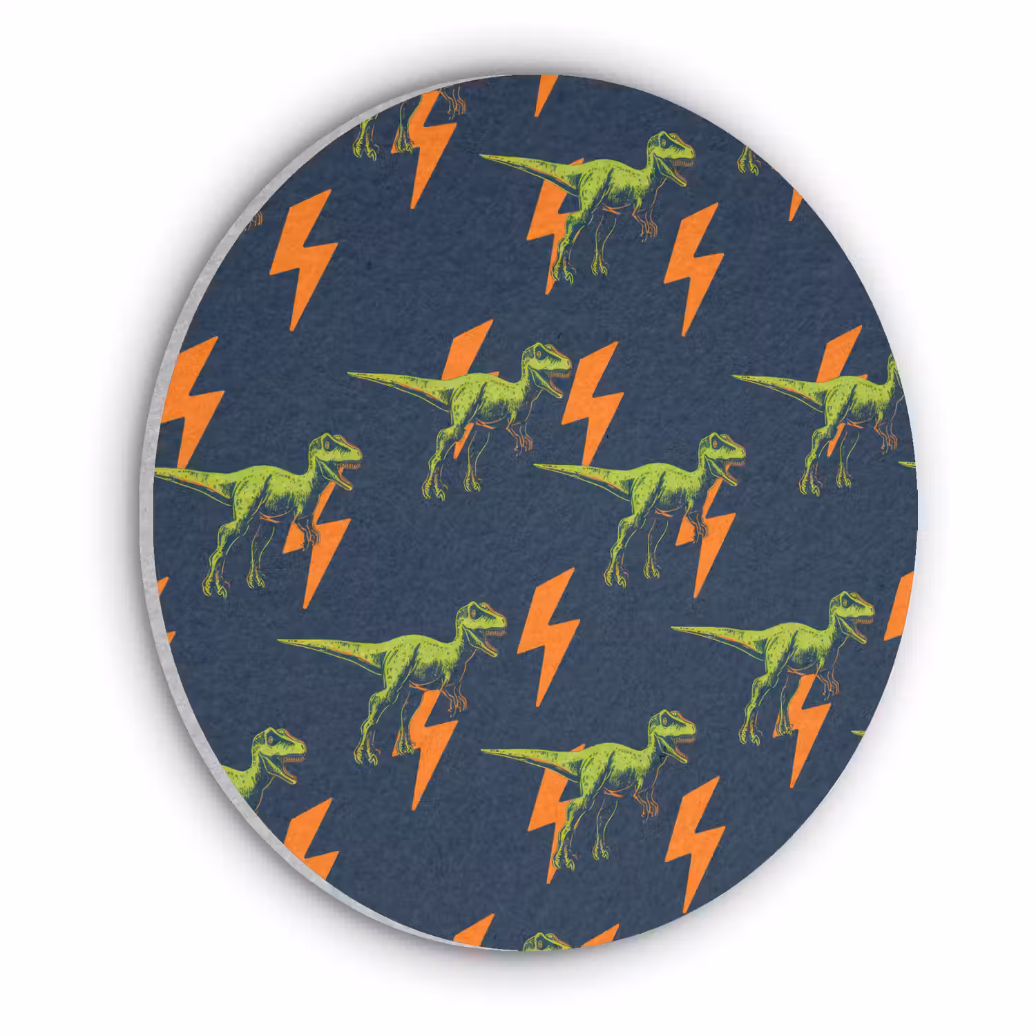 Bliksemschichten - Oranje - Dinosaurussen Akoestische PET Vilt - Rond klein -3d