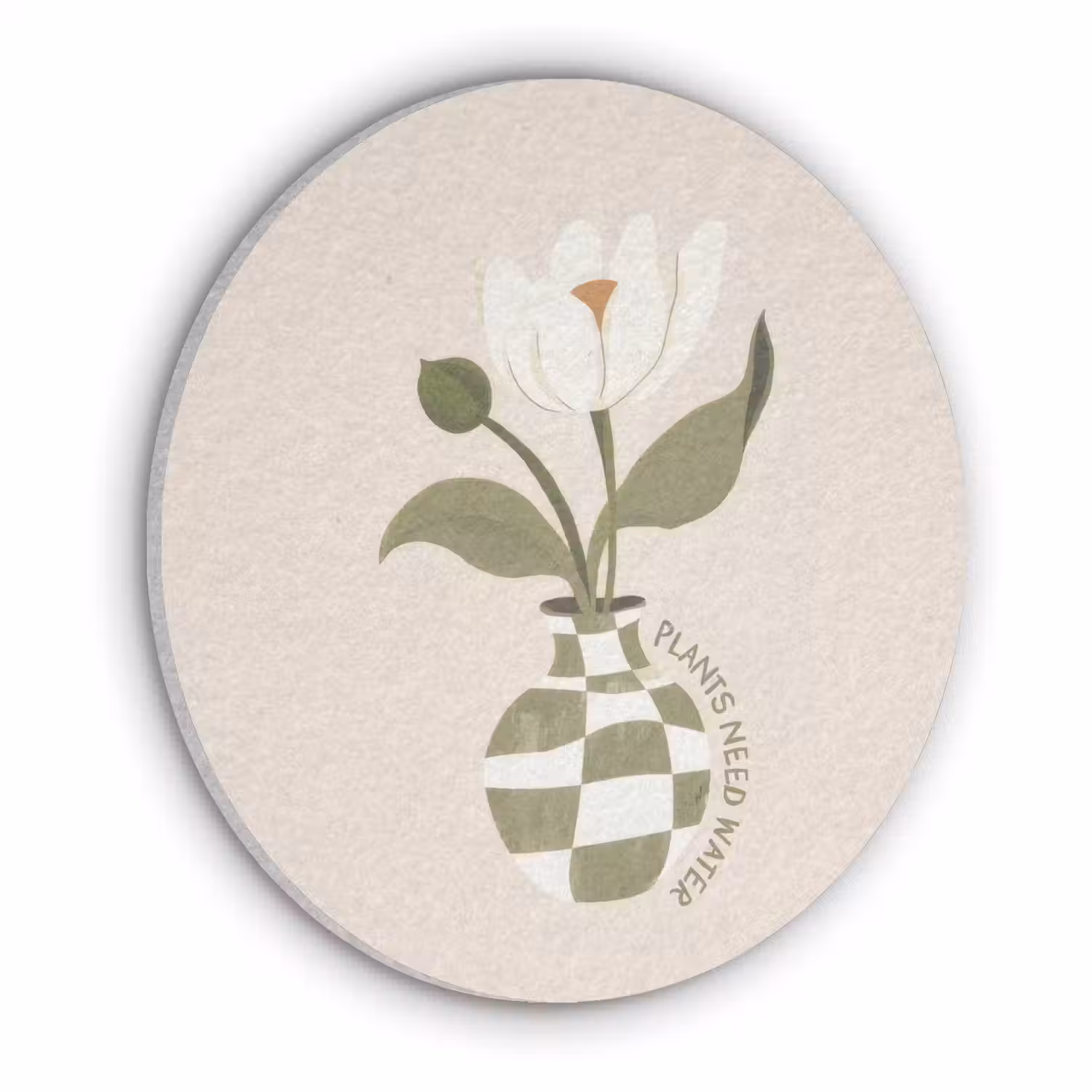 Bloem - Wit - Vaas - Quote Akoestische PET Vilt - Rond klein -3d
