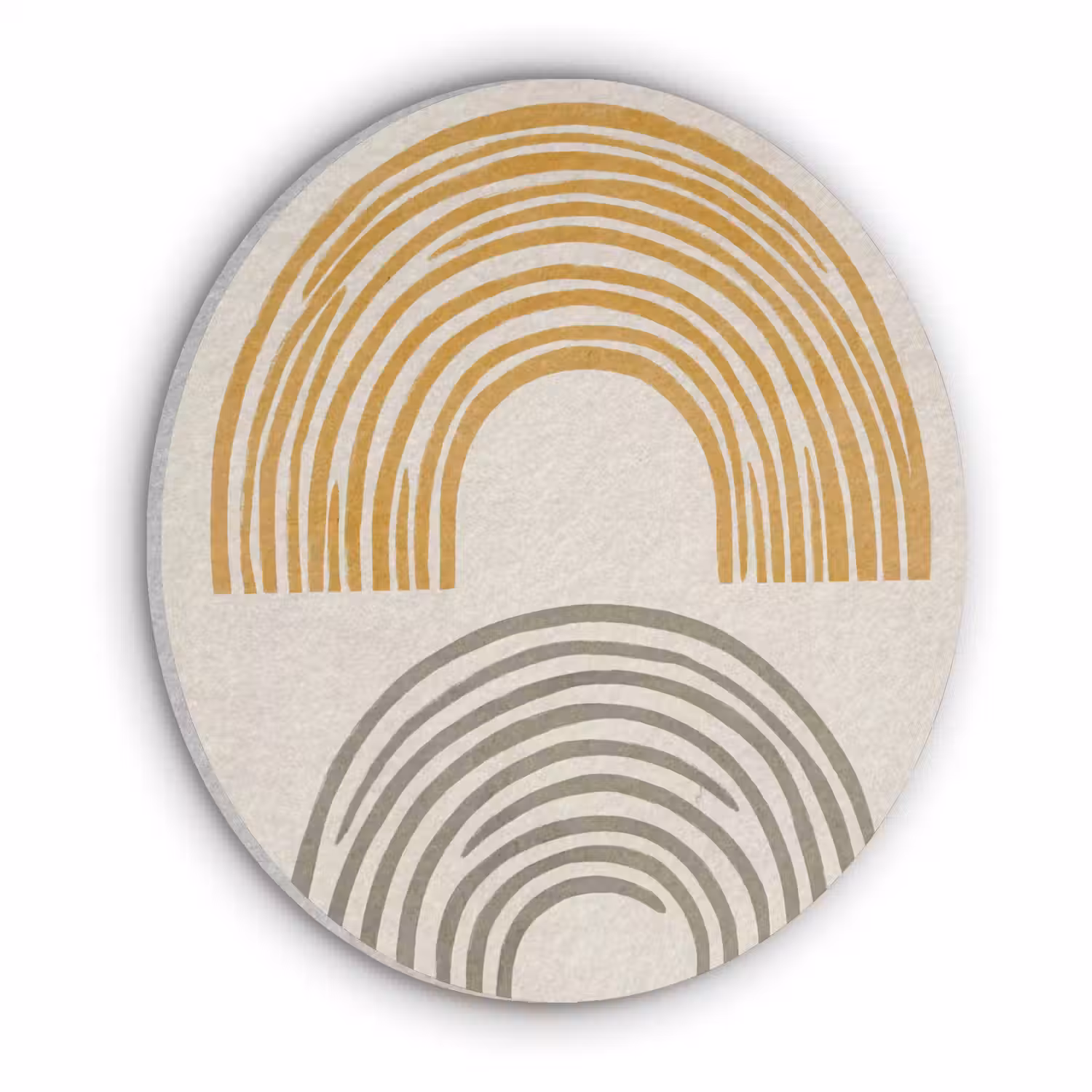 Bogen - Lijnen - Oranje - Minimalistisch Akoestische PET Vilt - Rond klein -3d