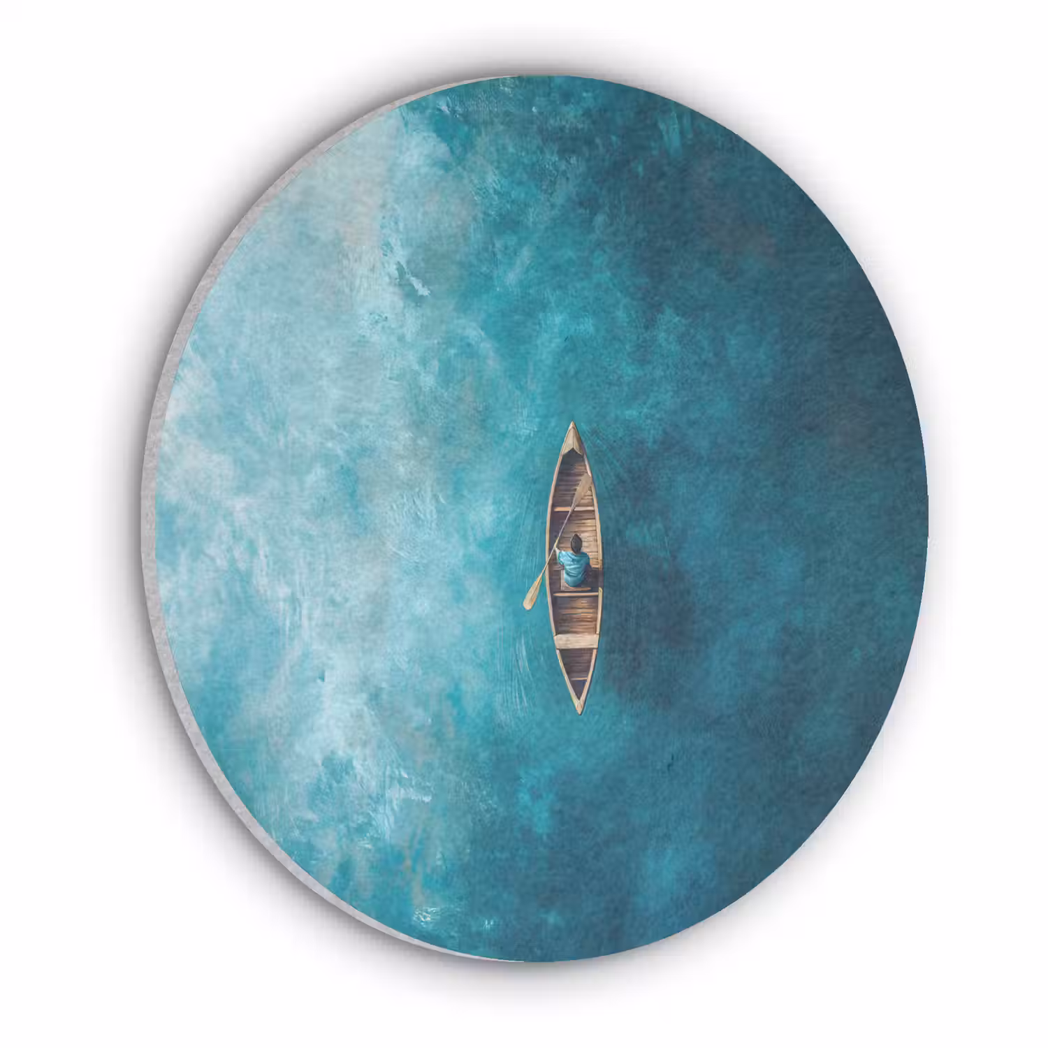 Bootje - Water - Blauw Akoestische PET Vilt - Rond klein -3d