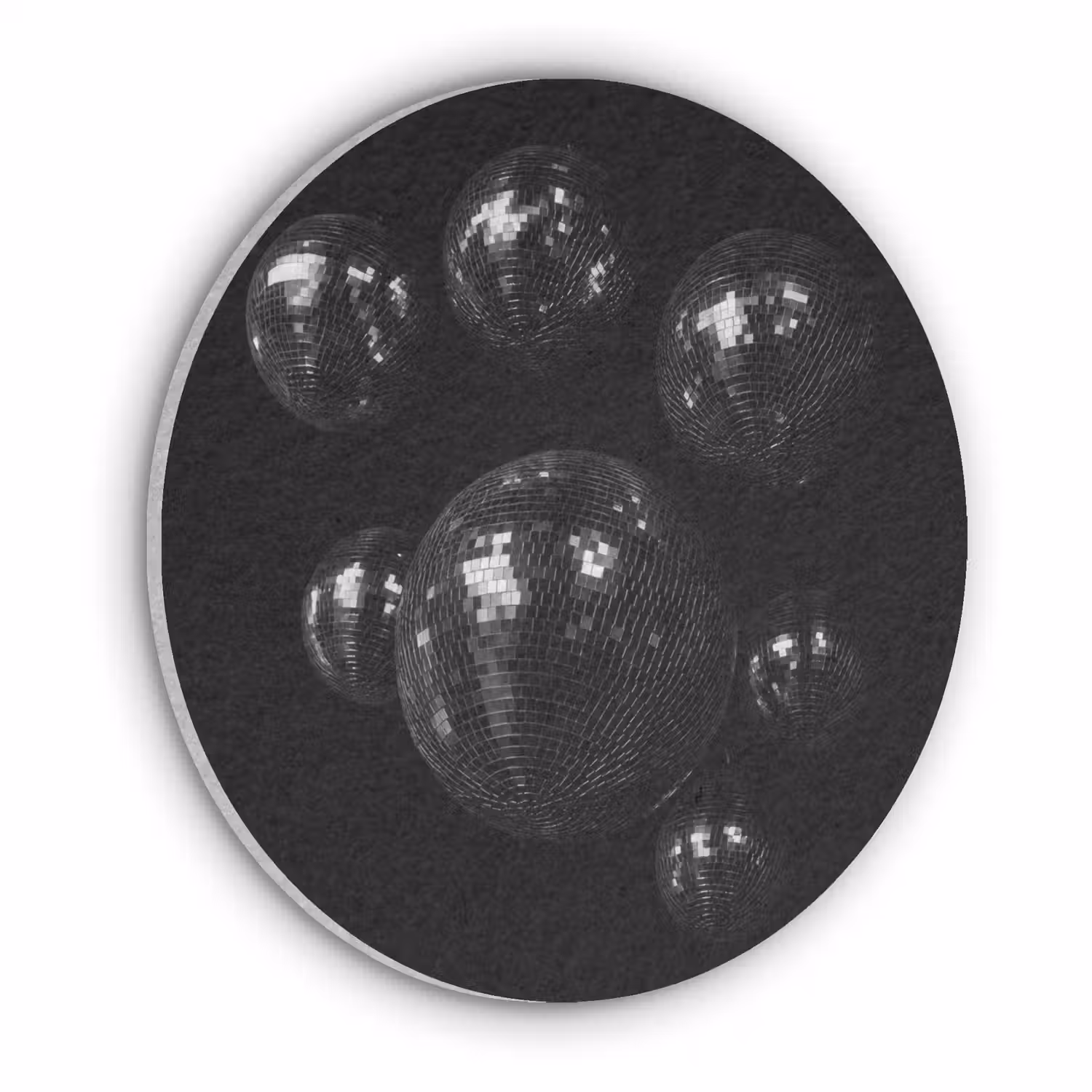 Discoballen - Minimalistisch - Zwart Akoestische PET Vilt - Rond klein -3d