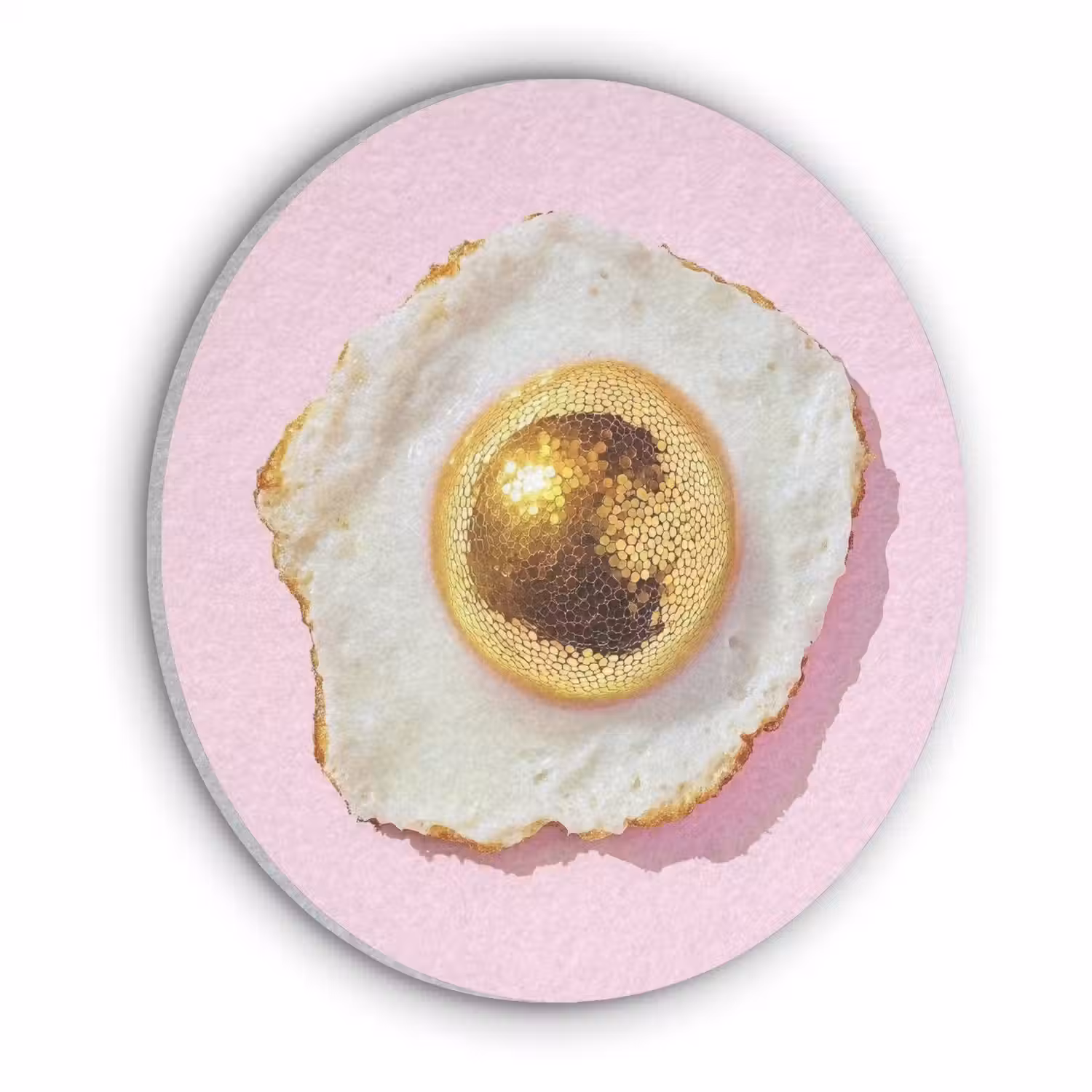Ei - Disco - Ontbijt - Glitter Akoestische PET Vilt - Rond klein -3d