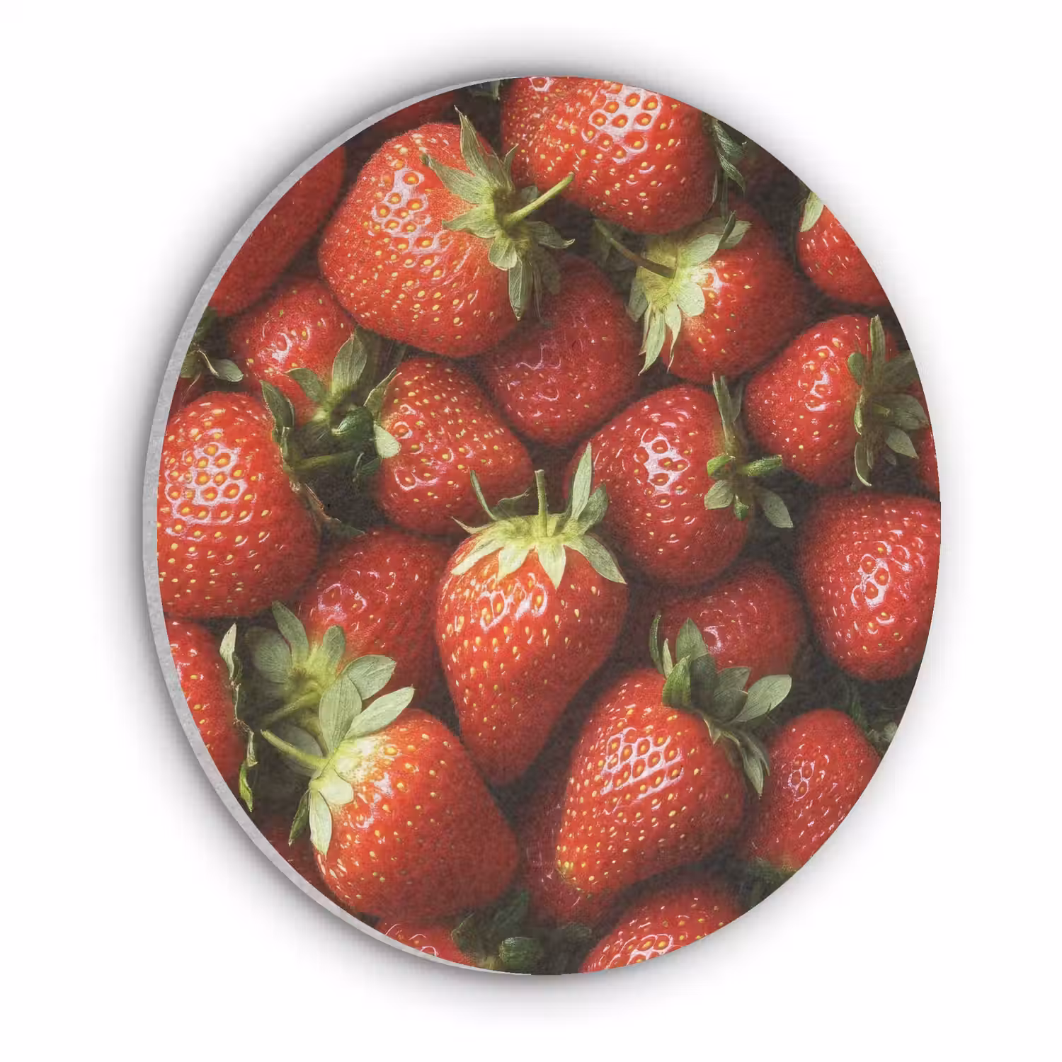 Aardbei - Fruit - Rood Akoestische PET Vilt - Rond klein -3d