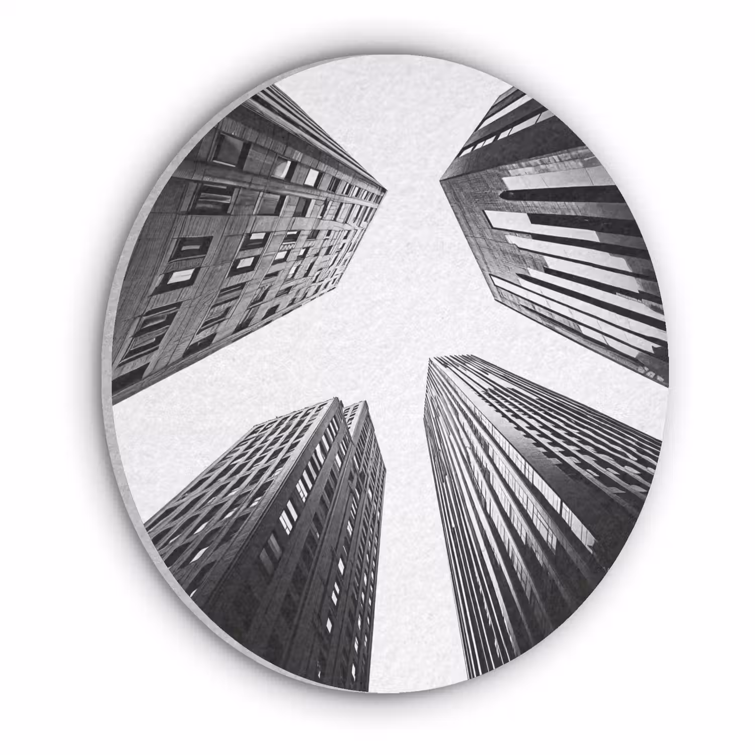 Gebouwen - Lucht - Zwart Akoestische PET Vilt - Rond klein -3d