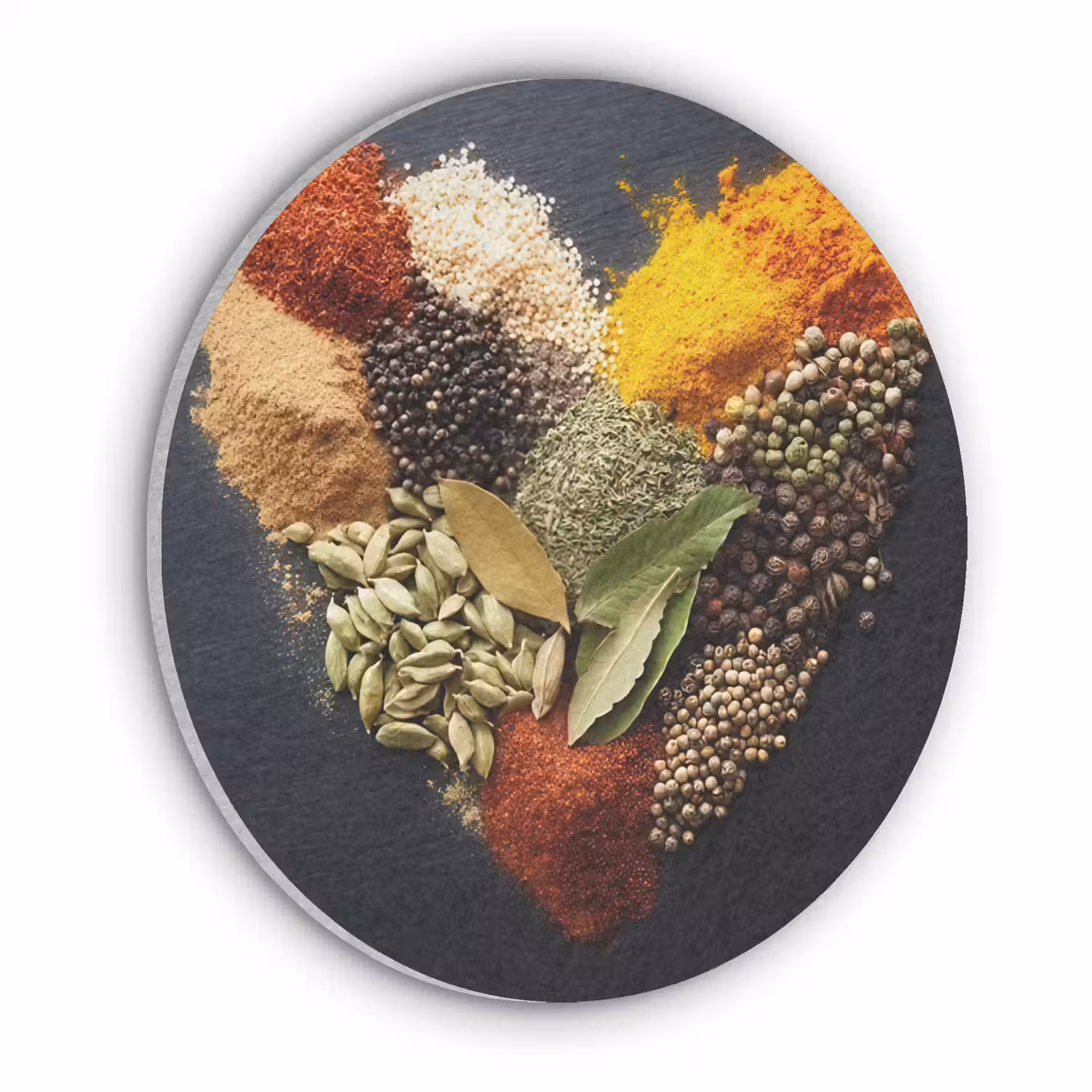 Specerijen - Mix - Hartvorm - Zwart Akoestische PET Vilt - Rond klein -3d