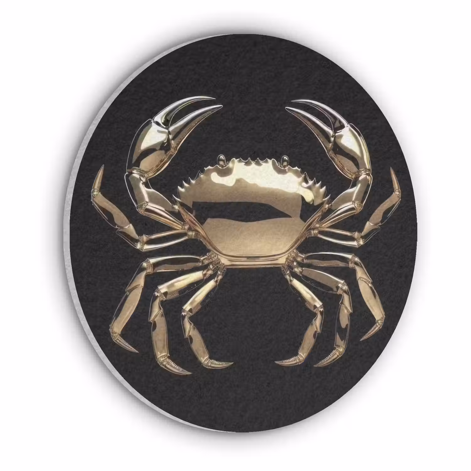 Goud - Krab - Dieren - Zwart Akoestische PET Vilt - Rond klein -3d