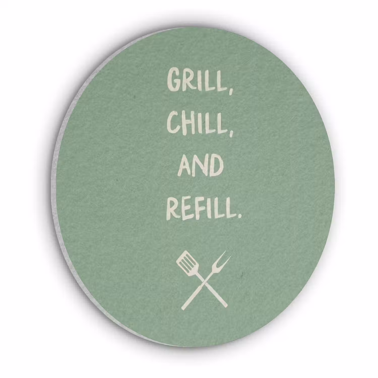 Grill - Groen - Zomer - Quote Akoestische PET Vilt - Rond klein -3d