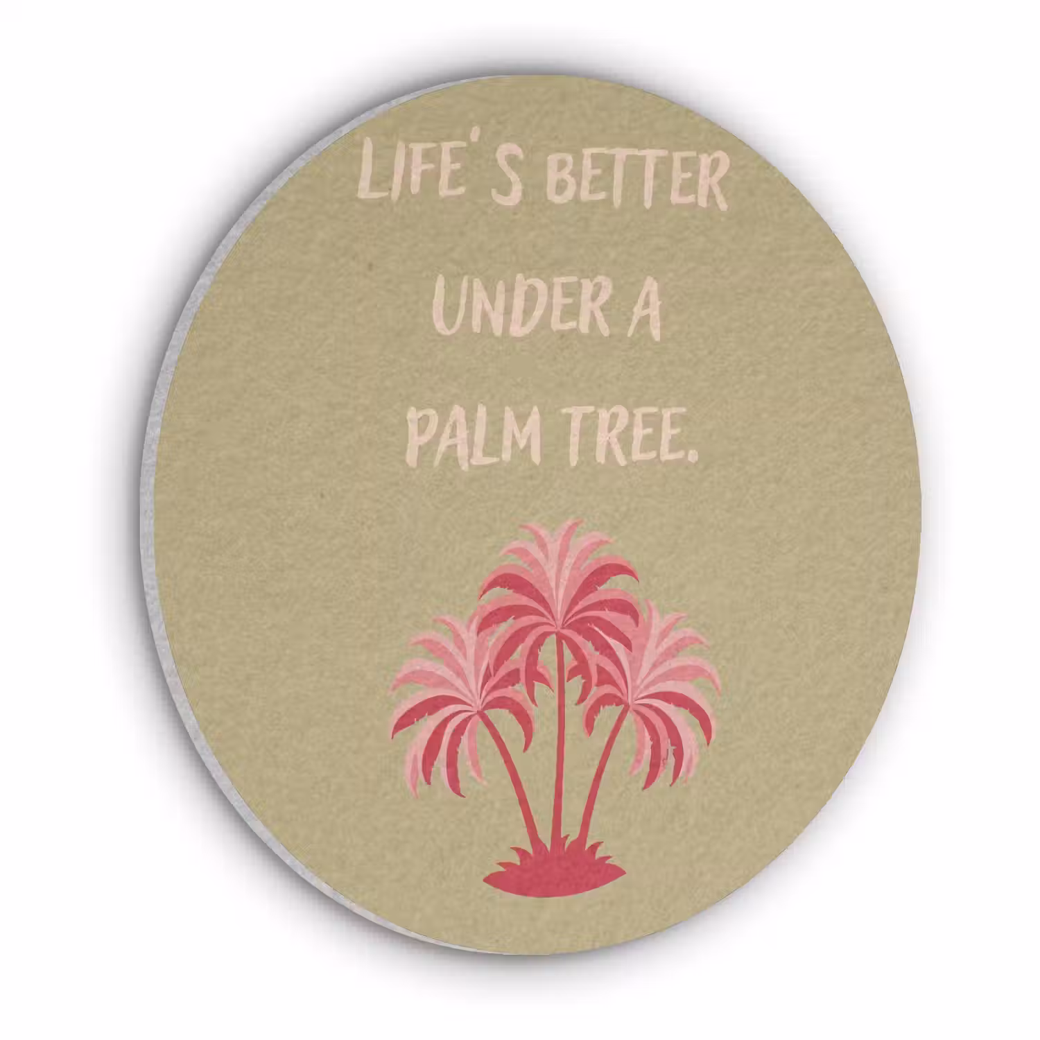 Groen - Zomer - Quote - Palmboom Akoestische PET Vilt - Rond klein -3d