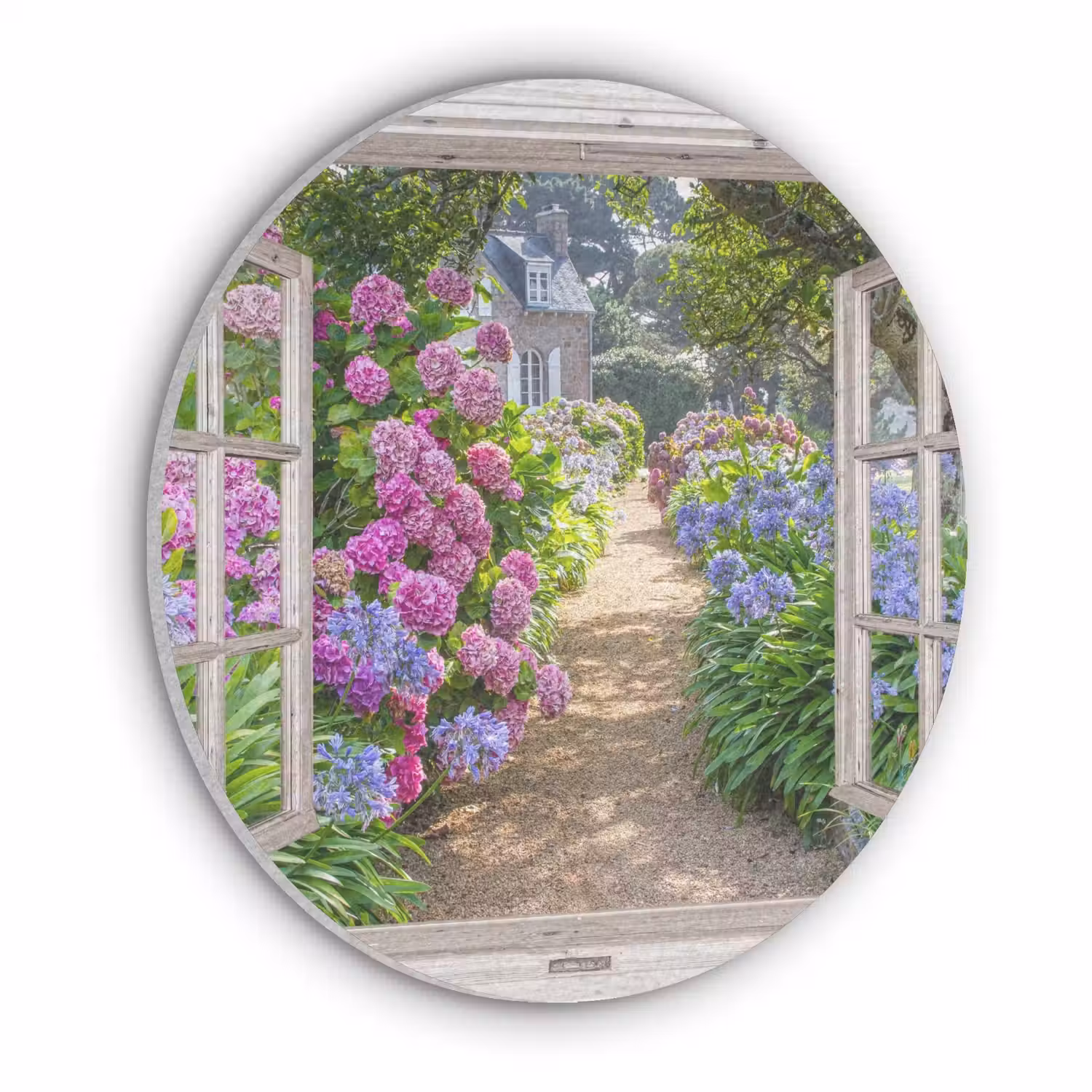 Hortensia - Doorkijk - Bloemen - Zomer - Paars - Pad Akoestische PET Vilt - Rond klein -3d