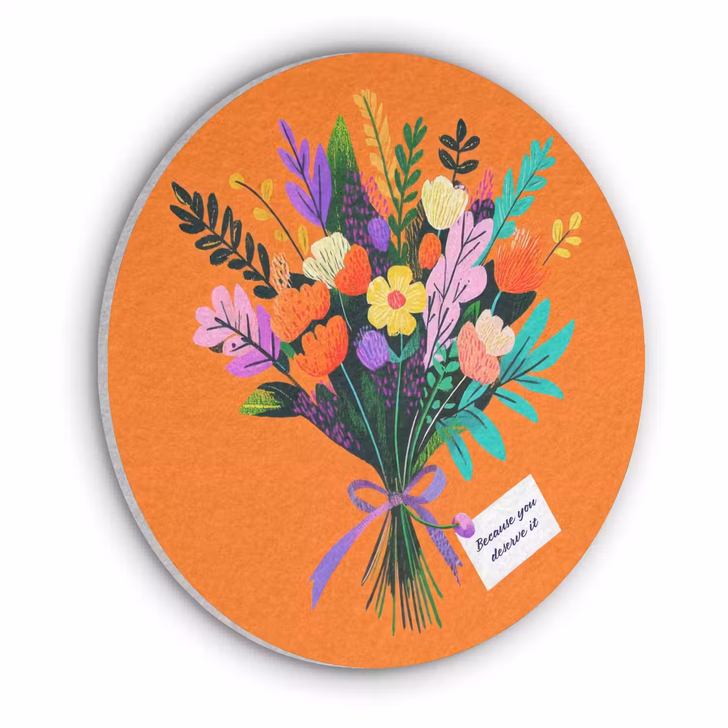 Kaartje - Boeket - Bloemen Akoestische PET Vilt - Rond klein -3d