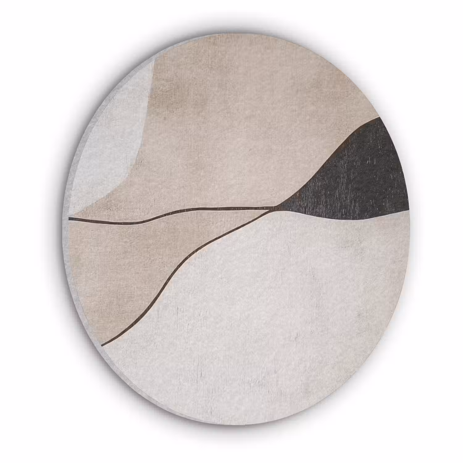 Contourlijnen - Abstracte landschap Akoestische PET Vilt - Rond klein -3d
