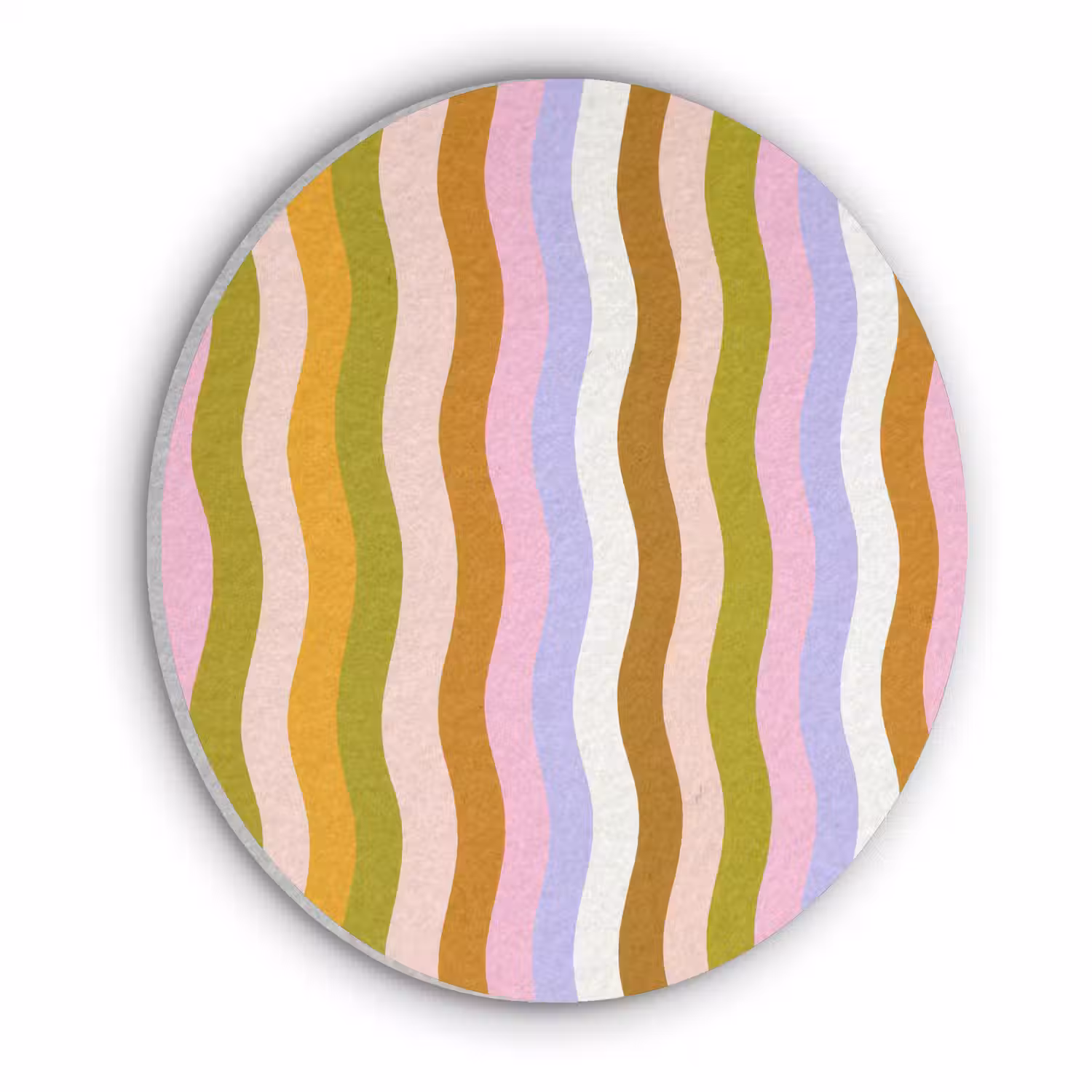 lijnen - Golven - Pastelkleuren - Patroon Akoestische PET Vilt - Rond klein -3d
