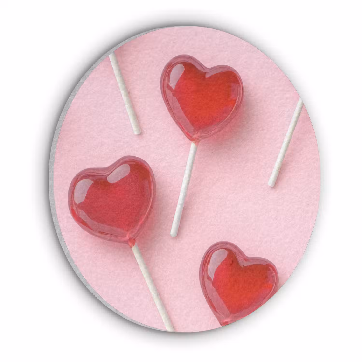 Lollies - Hartjes - Roze Akoestische PET Vilt - Rond klein -3d
