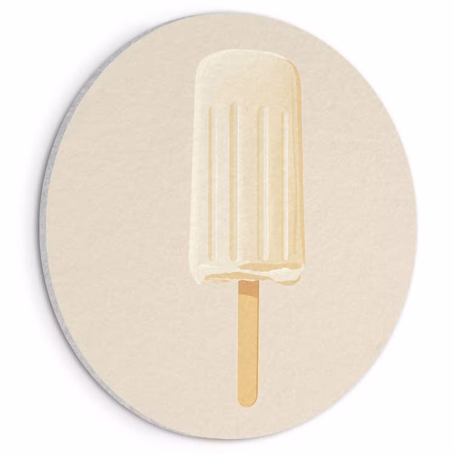 Minimalistisch - Waterijsje - Stokje - Beige Akoestische PET Vilt - Rond klein -3d