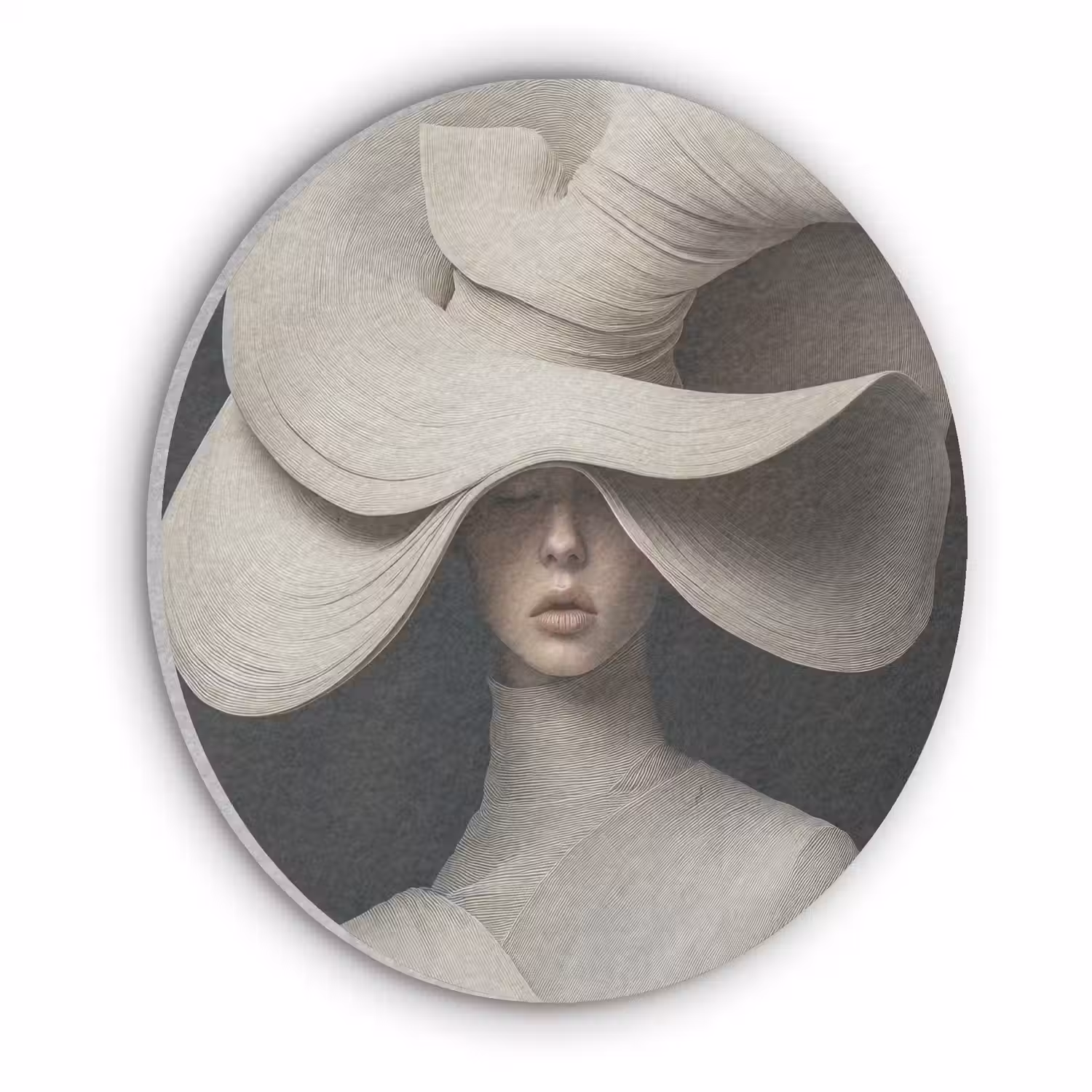 Modern - Vrouw - Hoed Akoestische PET Vilt - Rond klein -3d