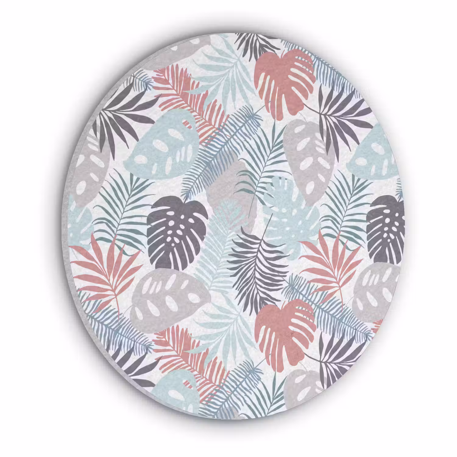 Monstera - Pastel - Bladeren - Tropical Akoestische PET Vilt - Rond klein -3d