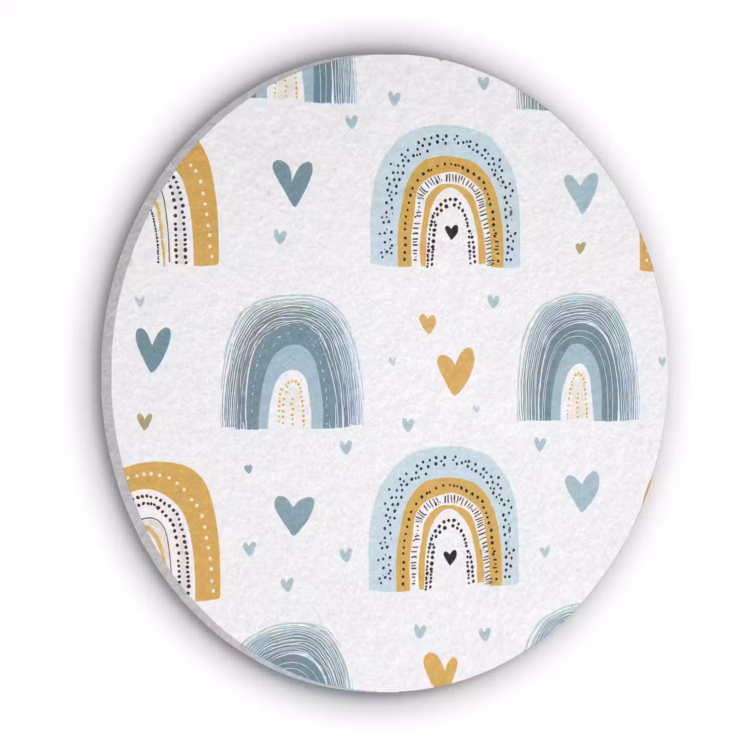 Patroon - Regenboog - Hartjes Akoestische PET Vilt - Rond klein -3d
