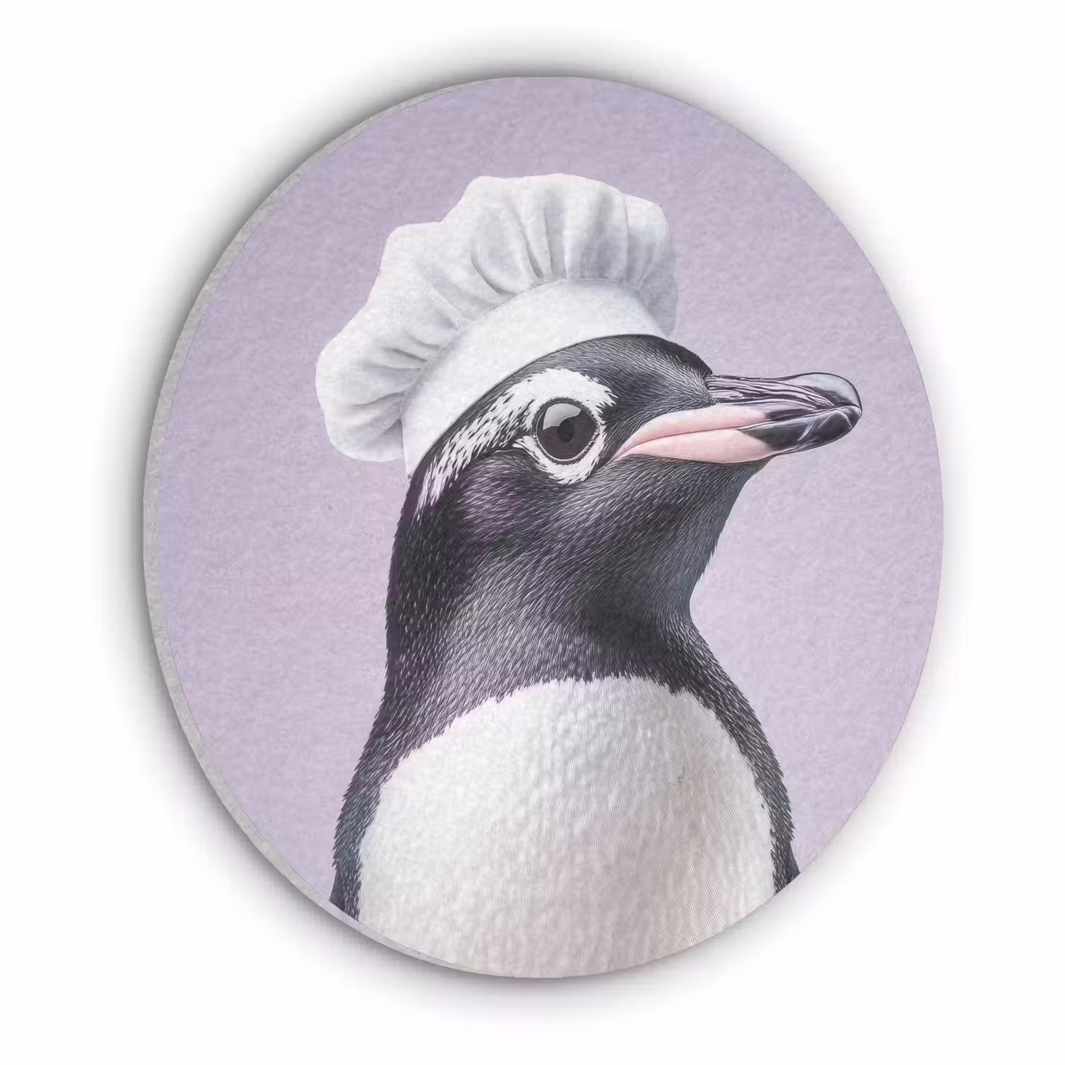 Pinguïn - Koksmuts - Lief - Paars Akoestische PET Vilt - Rond klein -3d