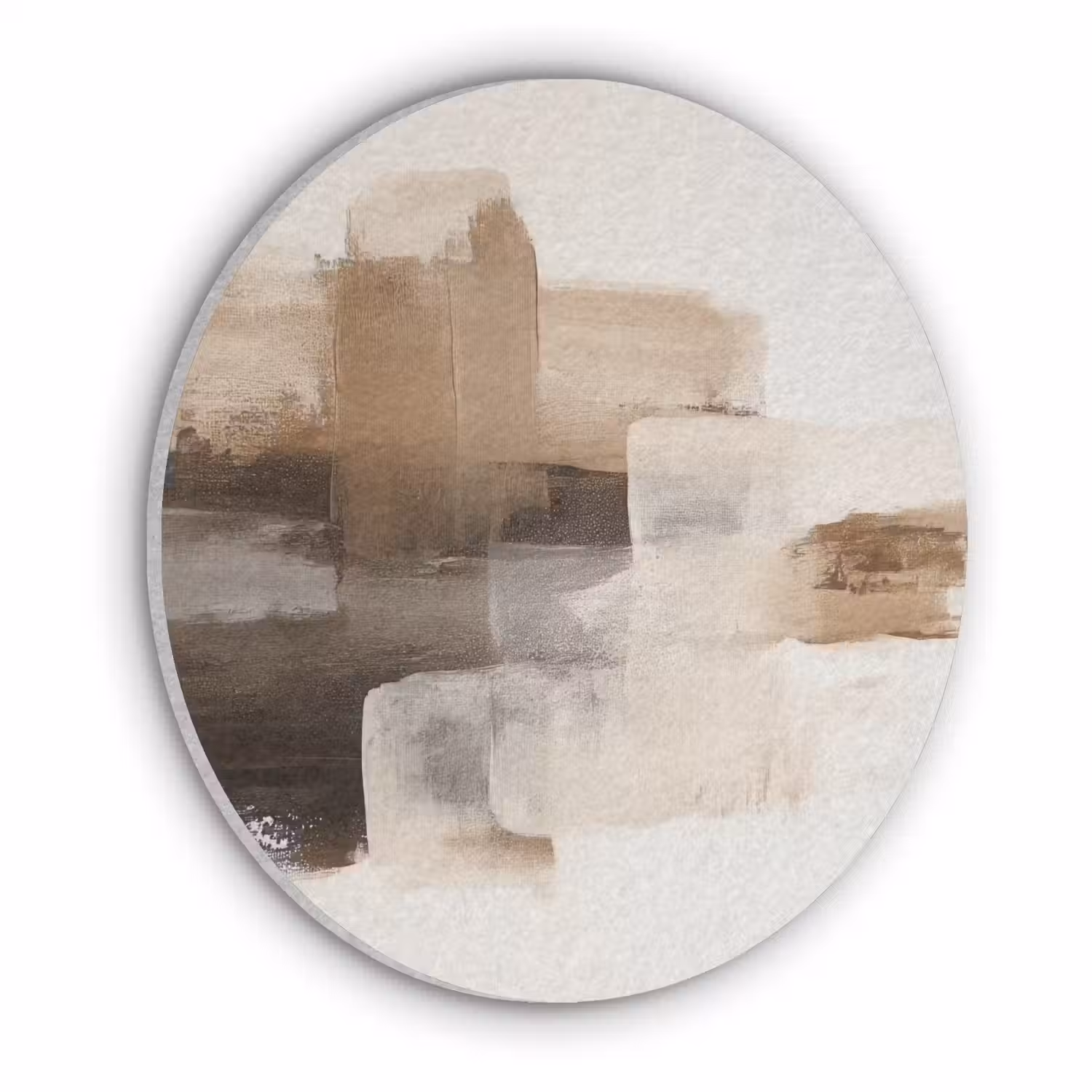 Penseelstreken - Abstract landschap - Rust Akoestische PET Vilt - Rond klein -3d