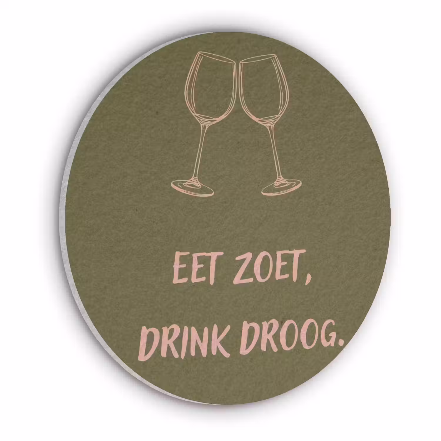 Roze - Groen - Wijn - Quote Akoestische PET Vilt - Rond klein -3d