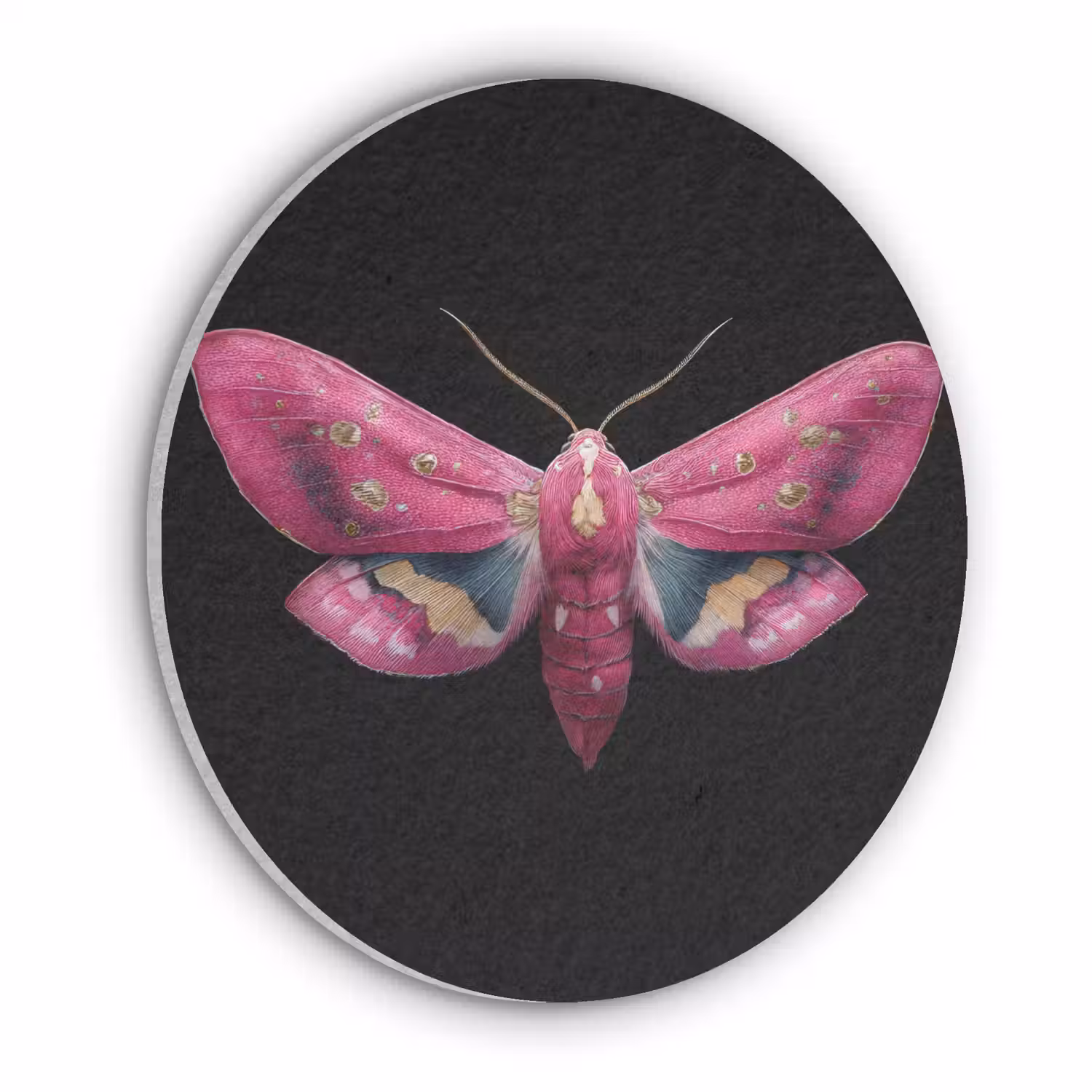 Vlinder - Roze - Nachtvlinder Akoestische PET Vilt - Rond klein -3d