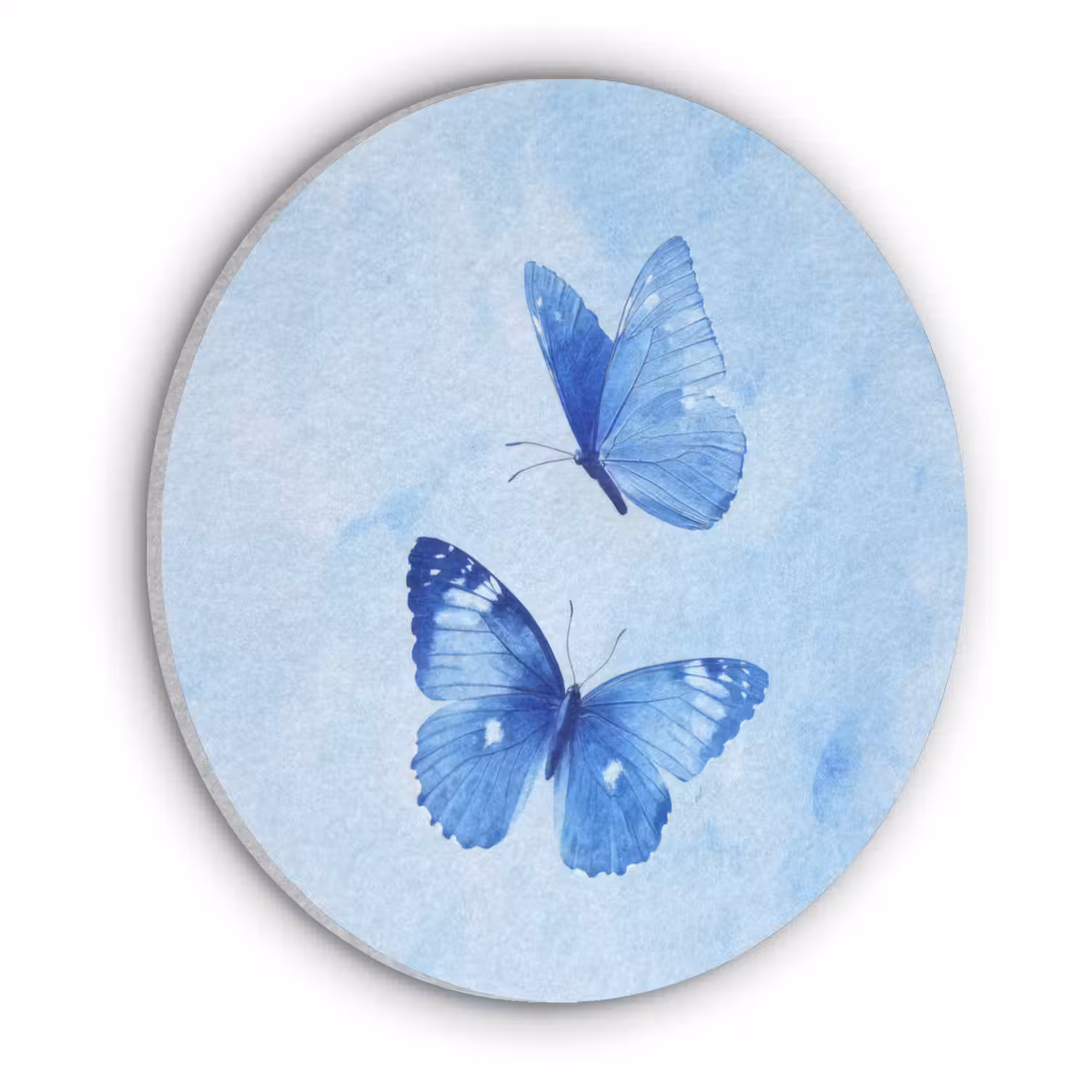 Vlinders - Sierlijk - Blauw Akoestische PET Vilt - Rond klein -3d
