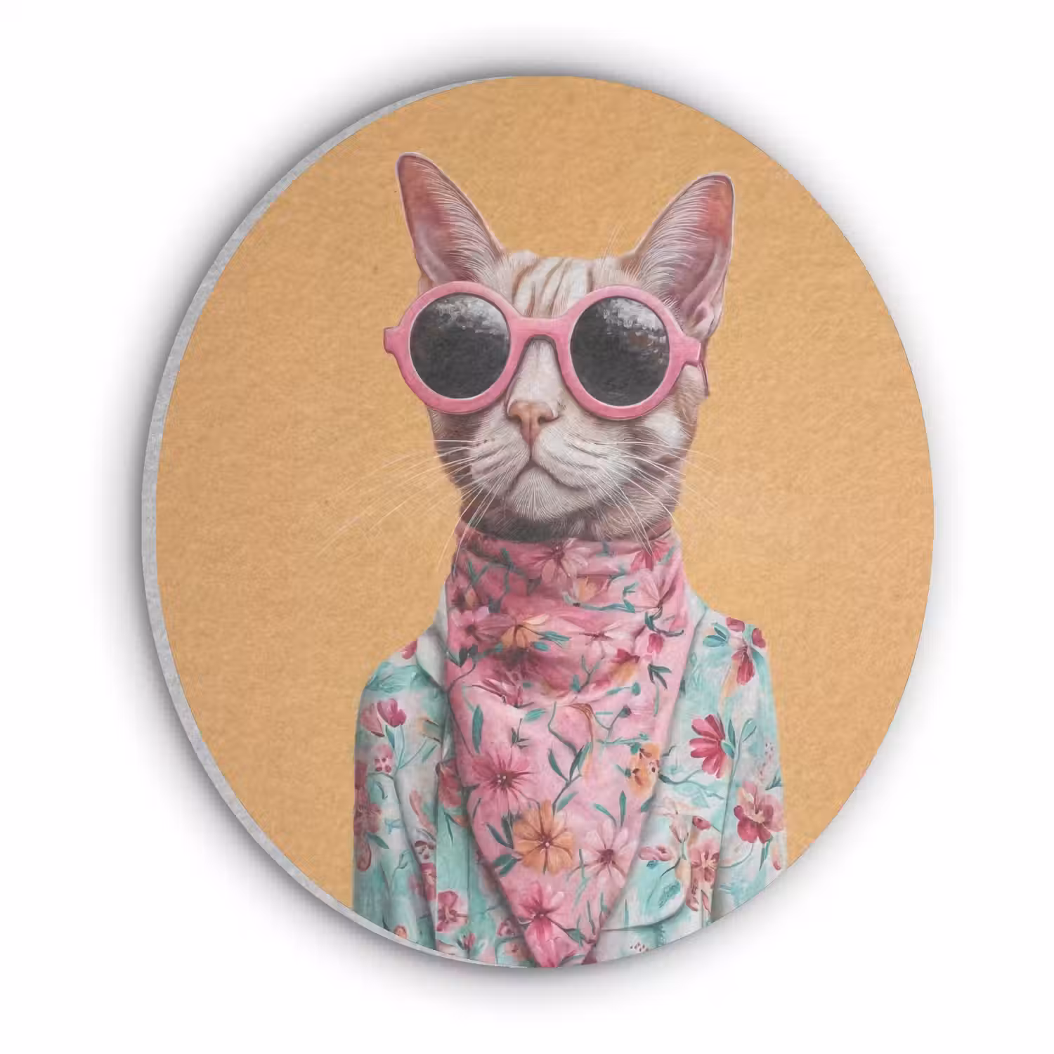 Zonnebril - Kat - Sjaal - Bloemen Akoestische PET Vilt - Rond klein -3d