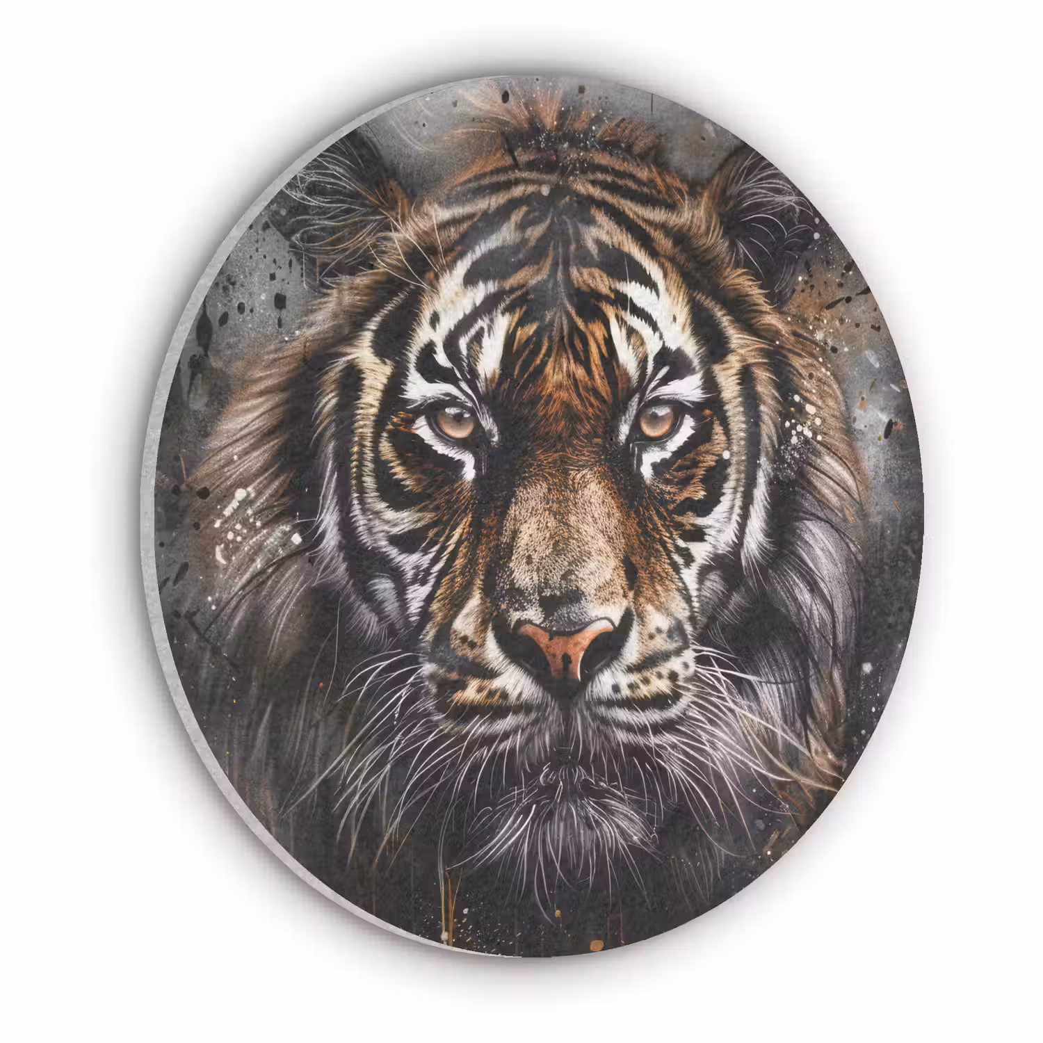 Tijger - Dieren - Portret - Luxe - Zwart Akoestische PET Vilt - Rond klein -3d