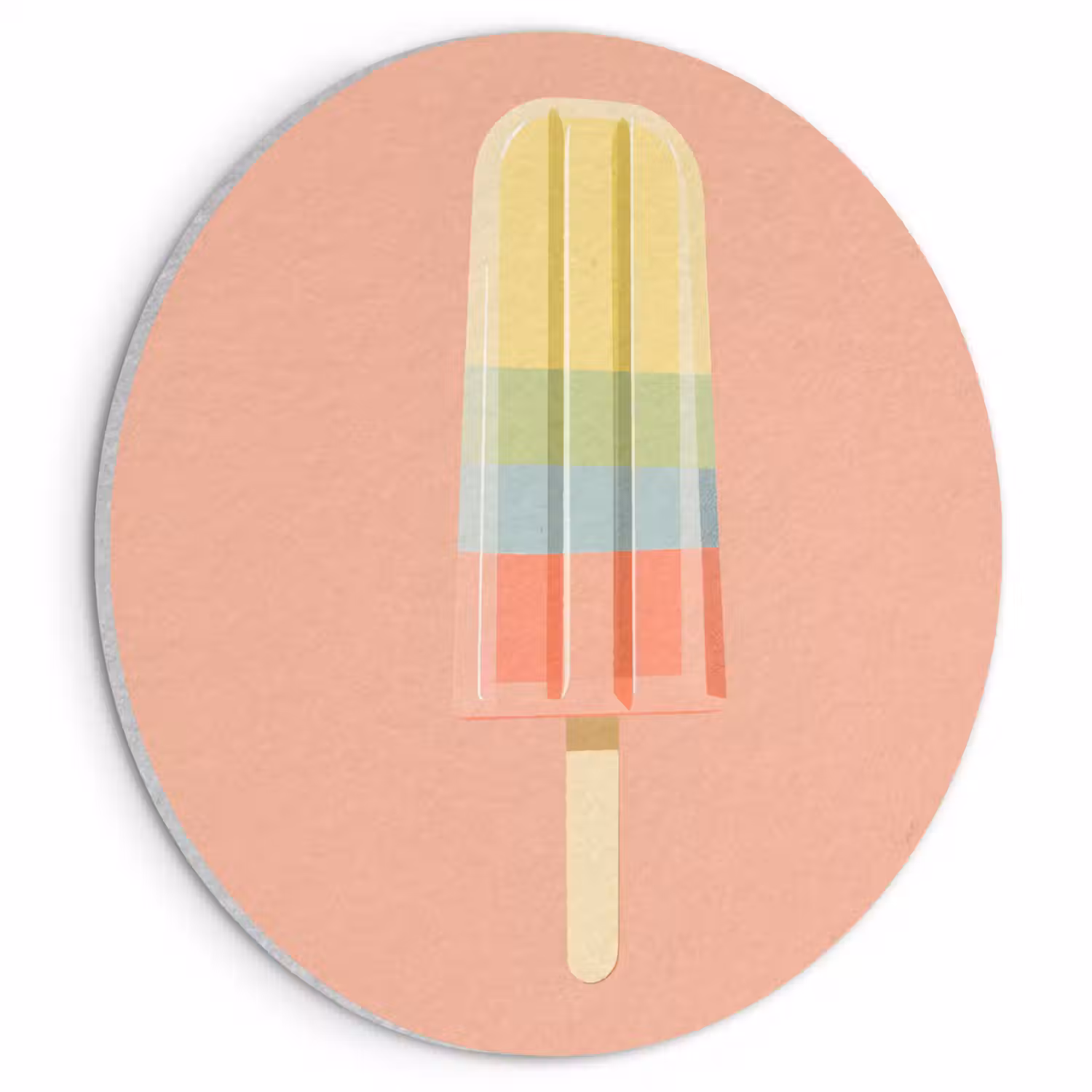 Waterijsje - Pasteltinten - Minimalistisch Akoestische PET Vilt - Rond klein -3d