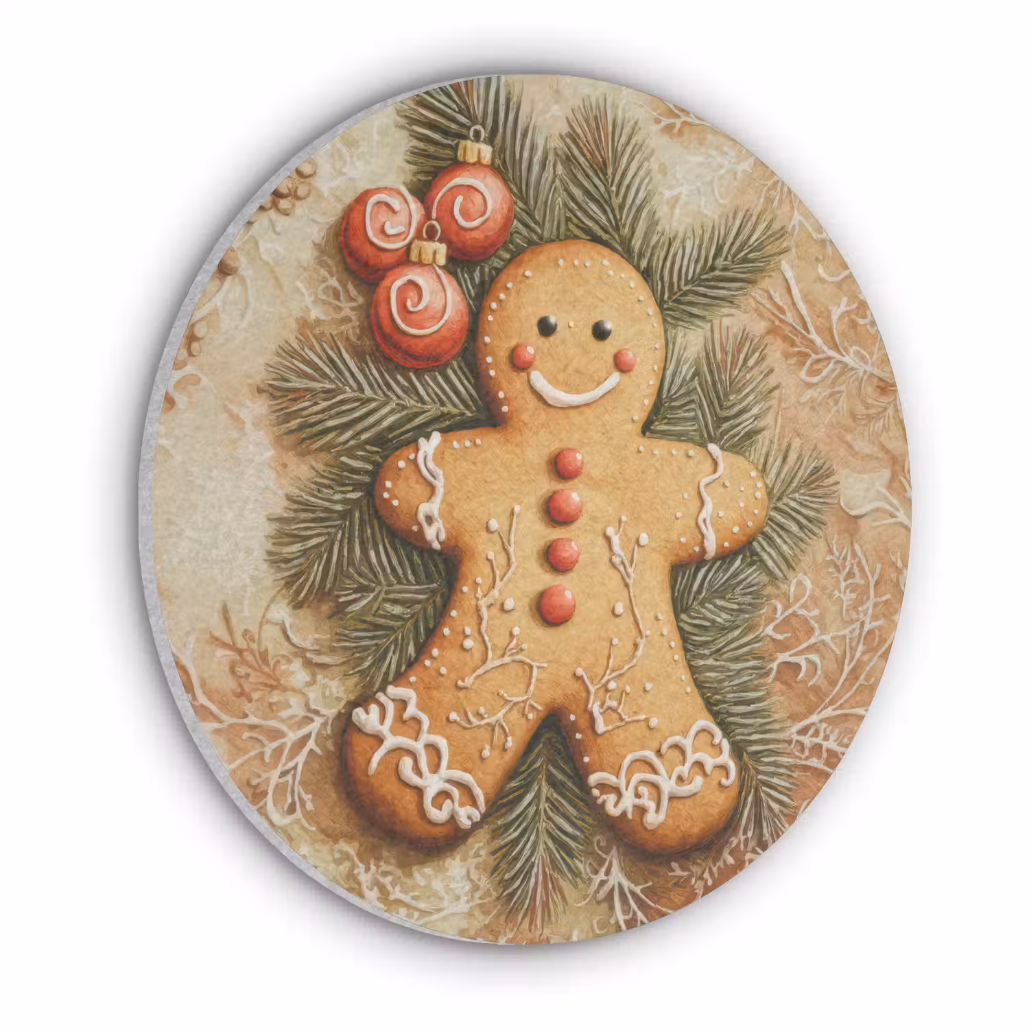 Kerstmis - Koekje - Poppetje - Speculaas Akoestische PET Vilt - Rond klein -3d