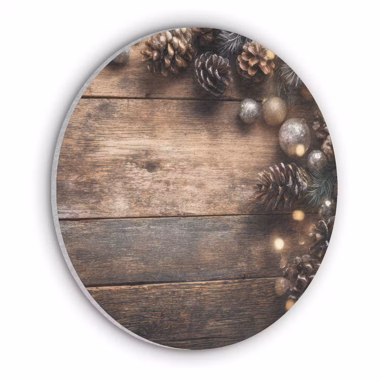 Kersthoekdecoratie - Dennenappels - Lichtjes Akoestische PET Vilt - Rond klein -3d