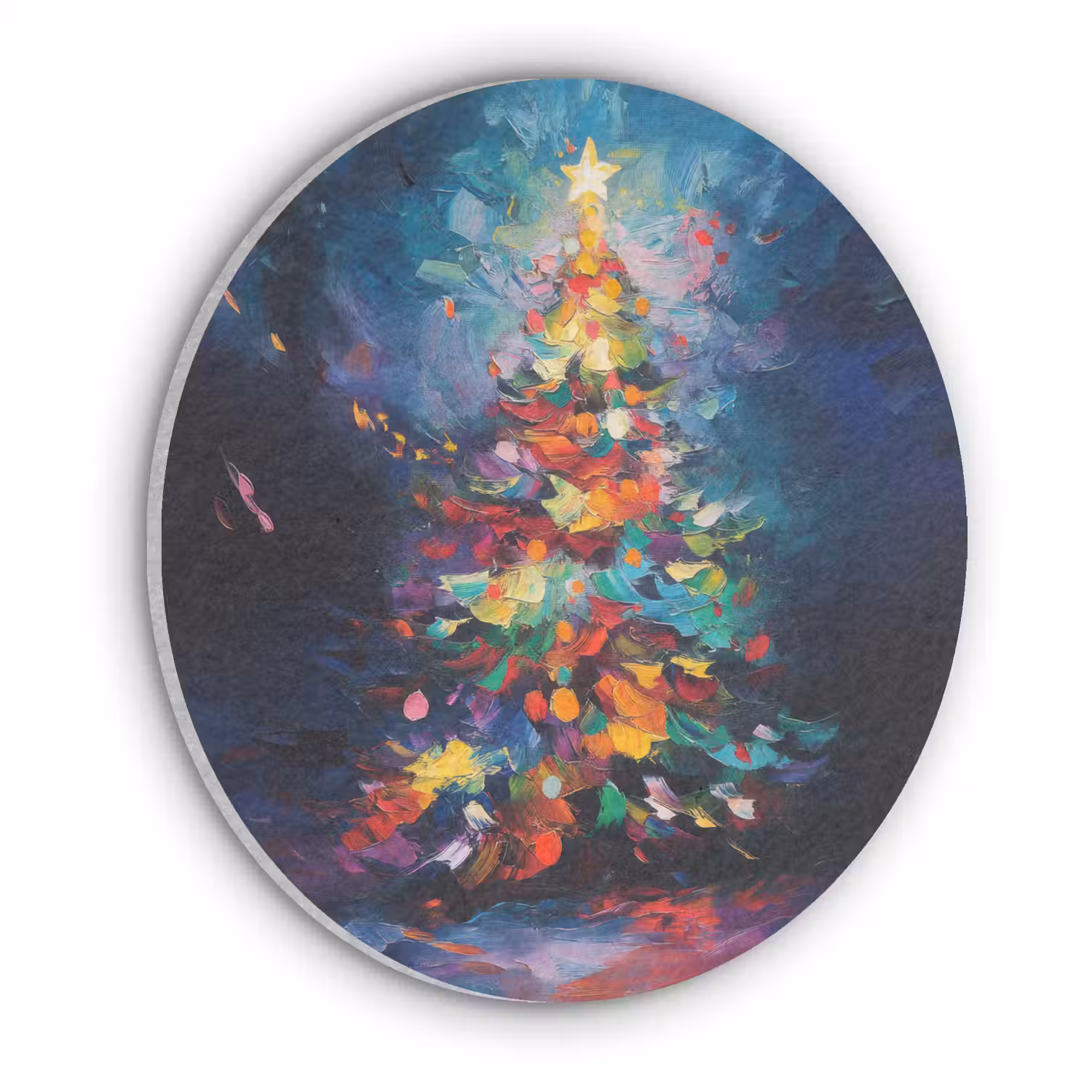 Kerstboom - Kerst - Abstract - Kleurrijk Akoestische PET Vilt - Rond klein -3d