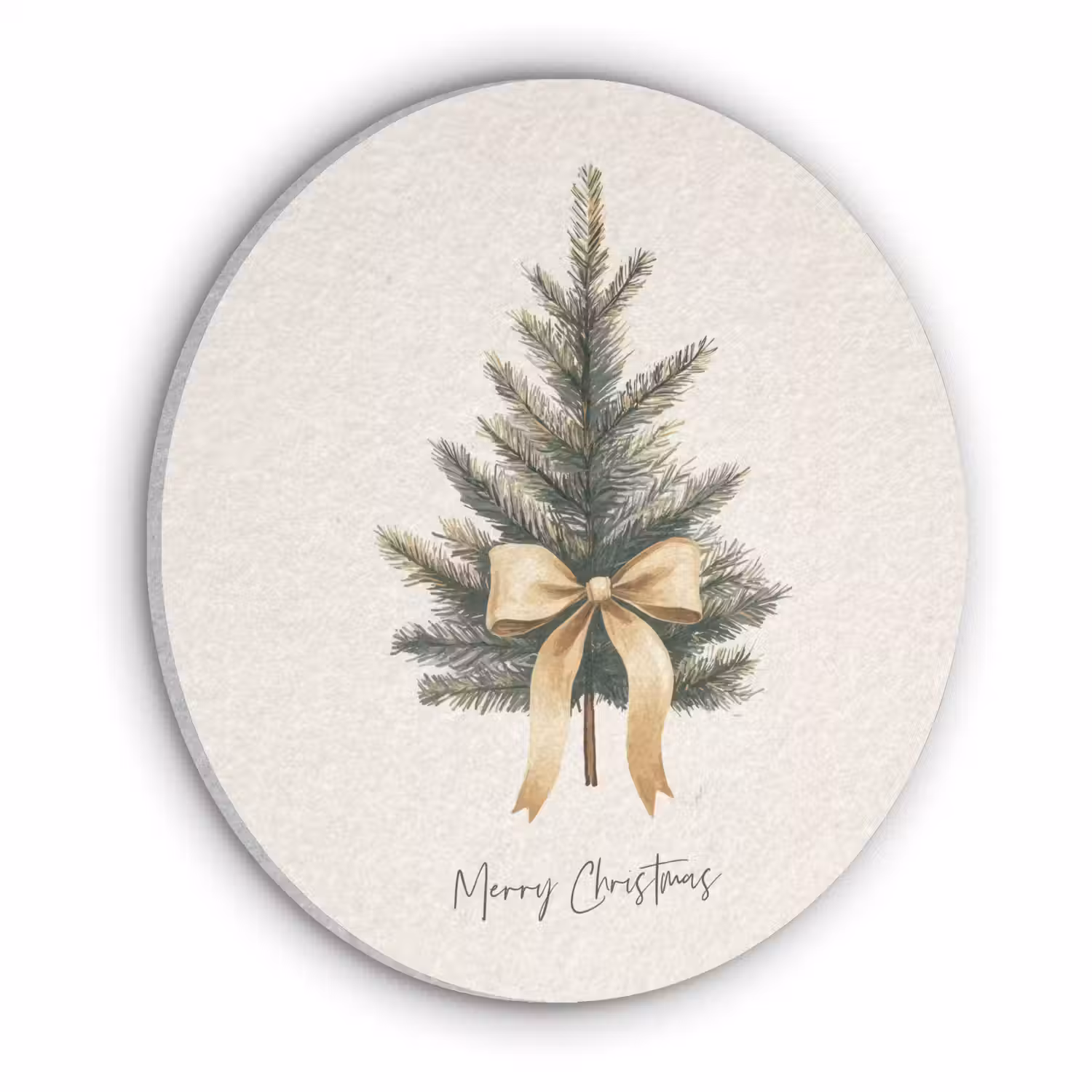 Kerstboom - Kerst - Merry Christmas - Beige Akoestische PET Vilt - Rond klein -3d