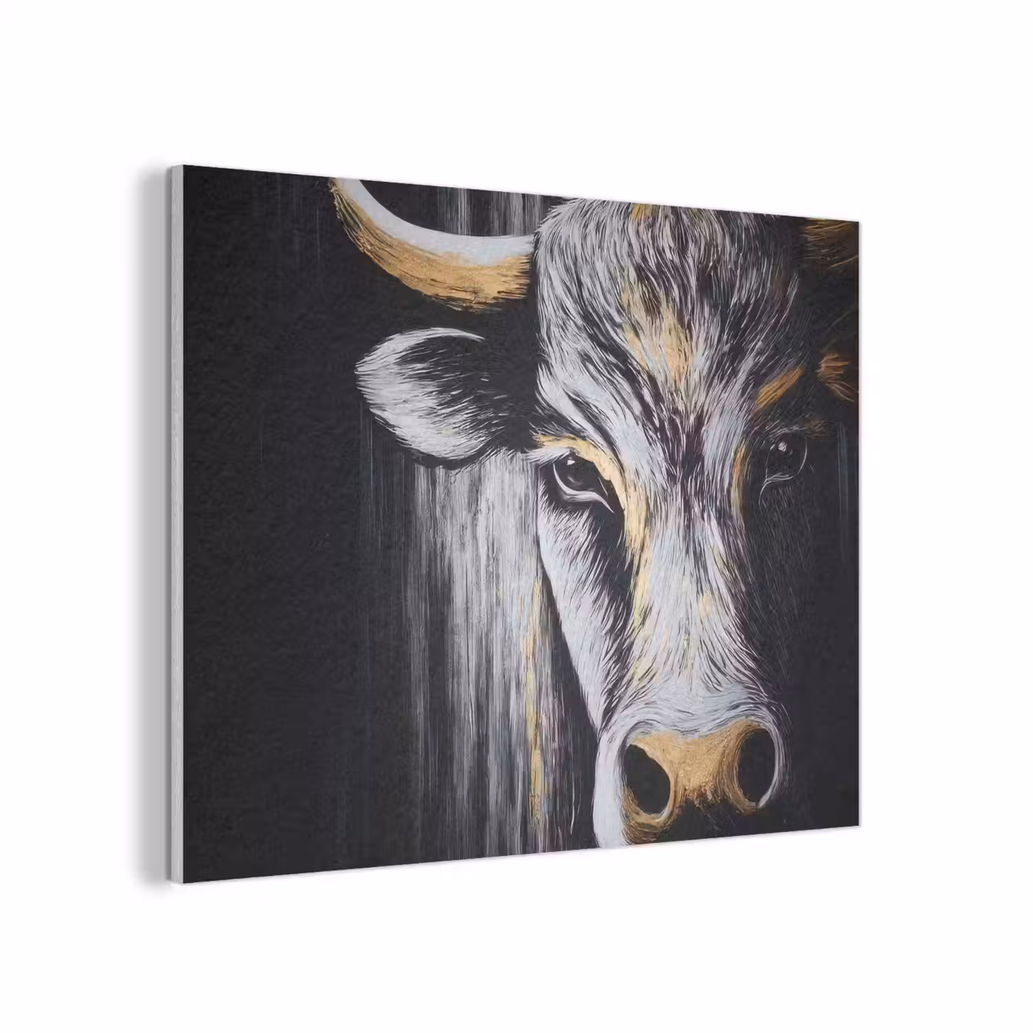 Stier - Hoorns - Snuit - Goud PET vilt klein -3d