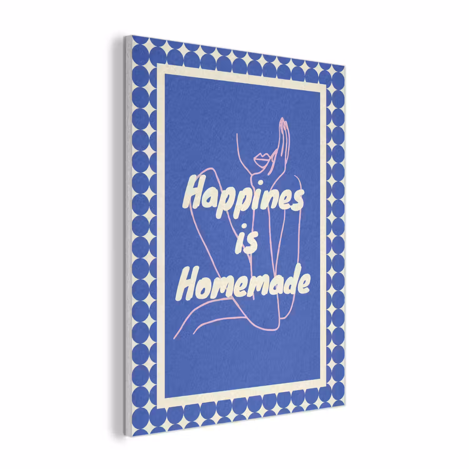 Lijntekening - Vrouw - Quote - Blauw PET vilt klein -3d