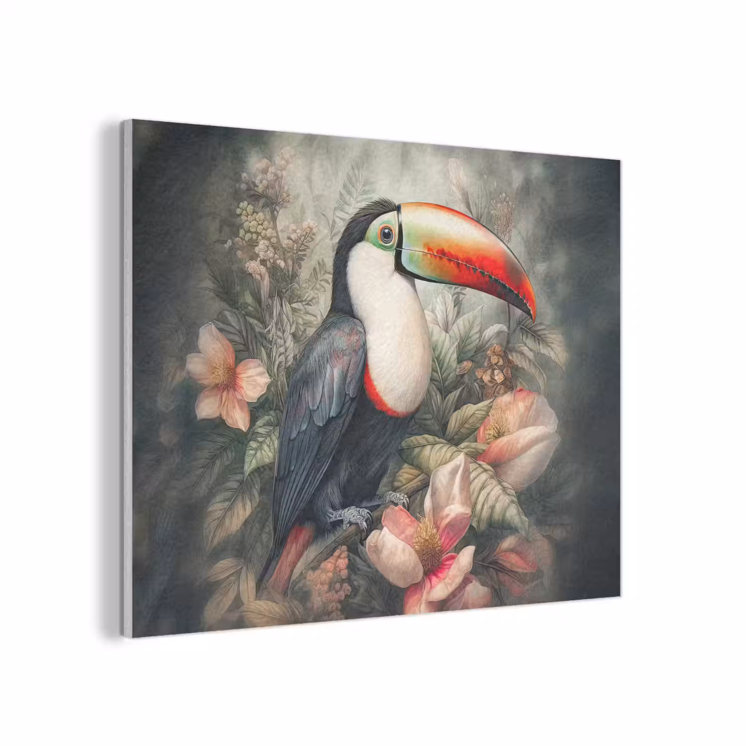 Toekan - Vogels - Bloemen - Planten - Tropisch PET vilt klein -3d