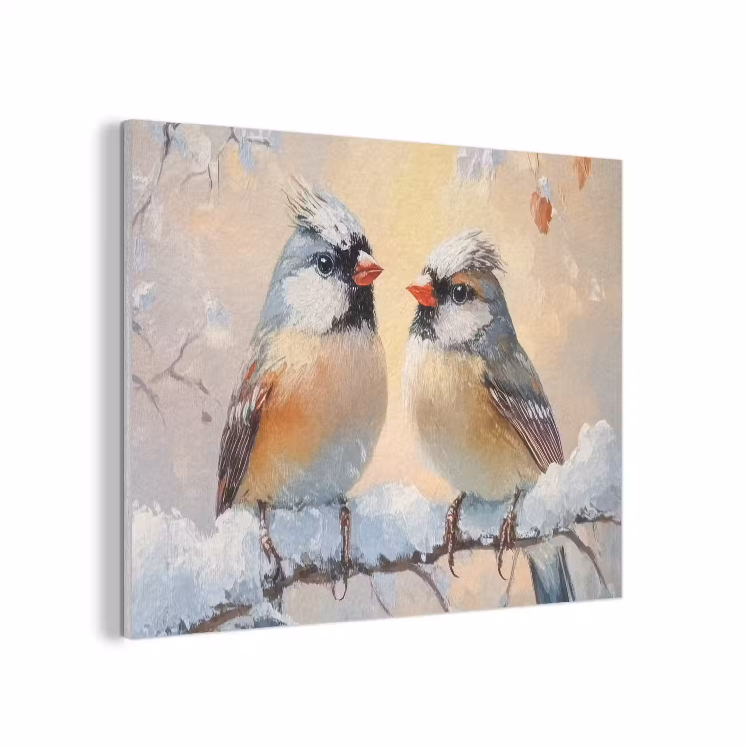 Vogels - Tak - Winter - Sneeuw PET vilt klein -3d