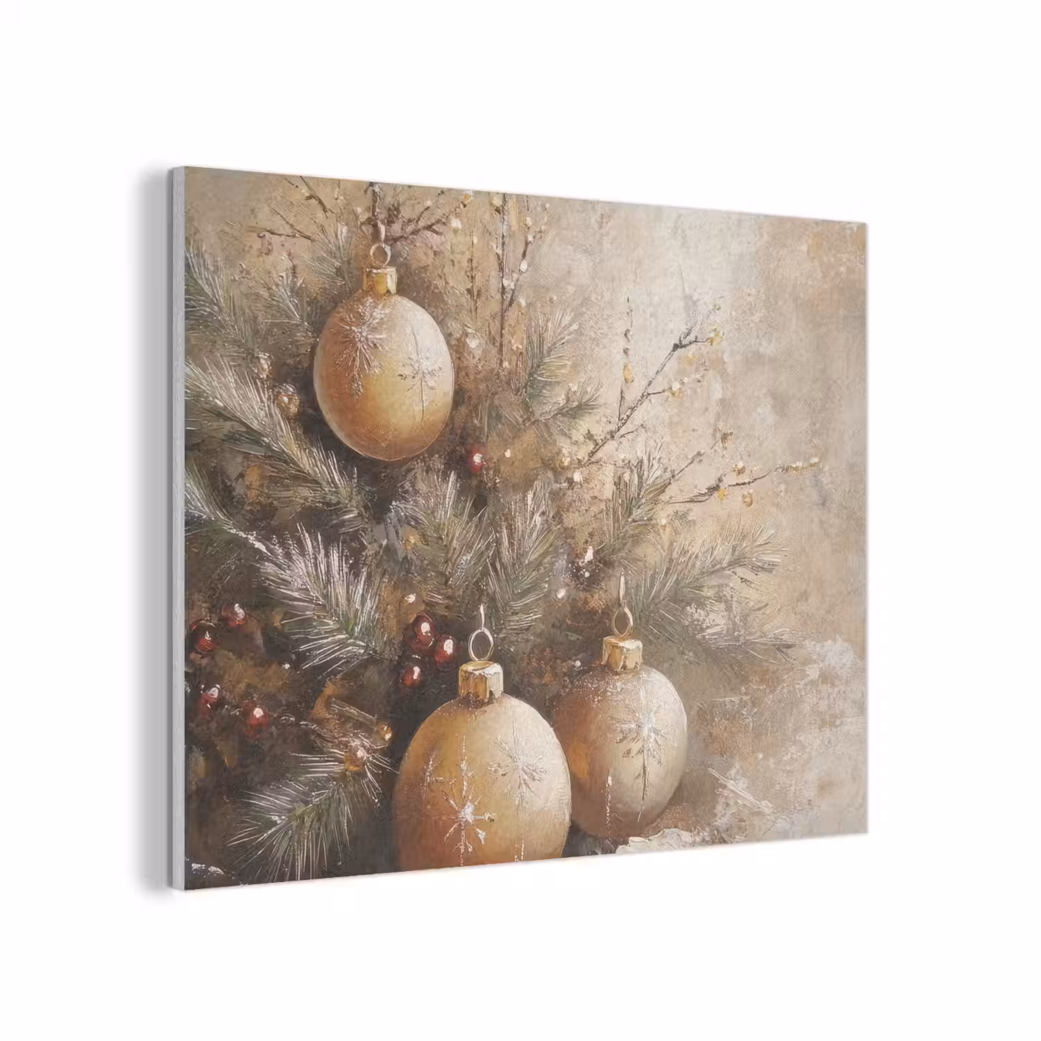 Kerst - Kerstballen - Beige - Goud PET vilt klein -3d