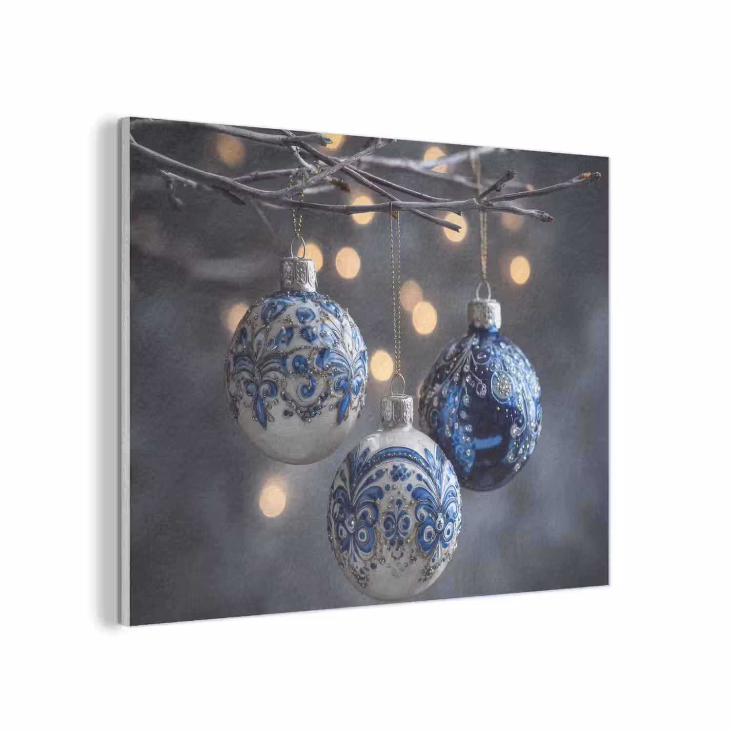 Kerstbal - Versierd - Blauw PET vilt klein -3d