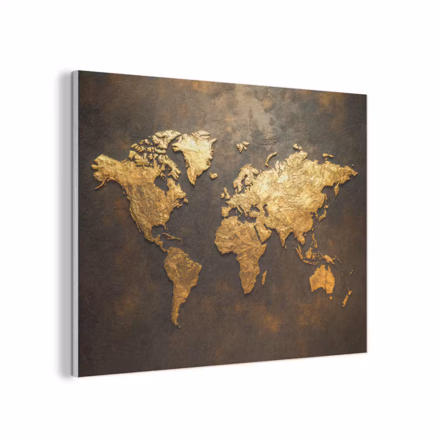Wereldkaart - Goud - Roest PET vilt klein -3d