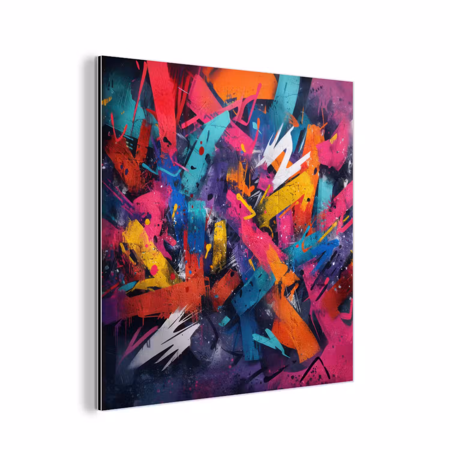 Abstract - Explosie - Neonkleuren aluminium wit klein -3d